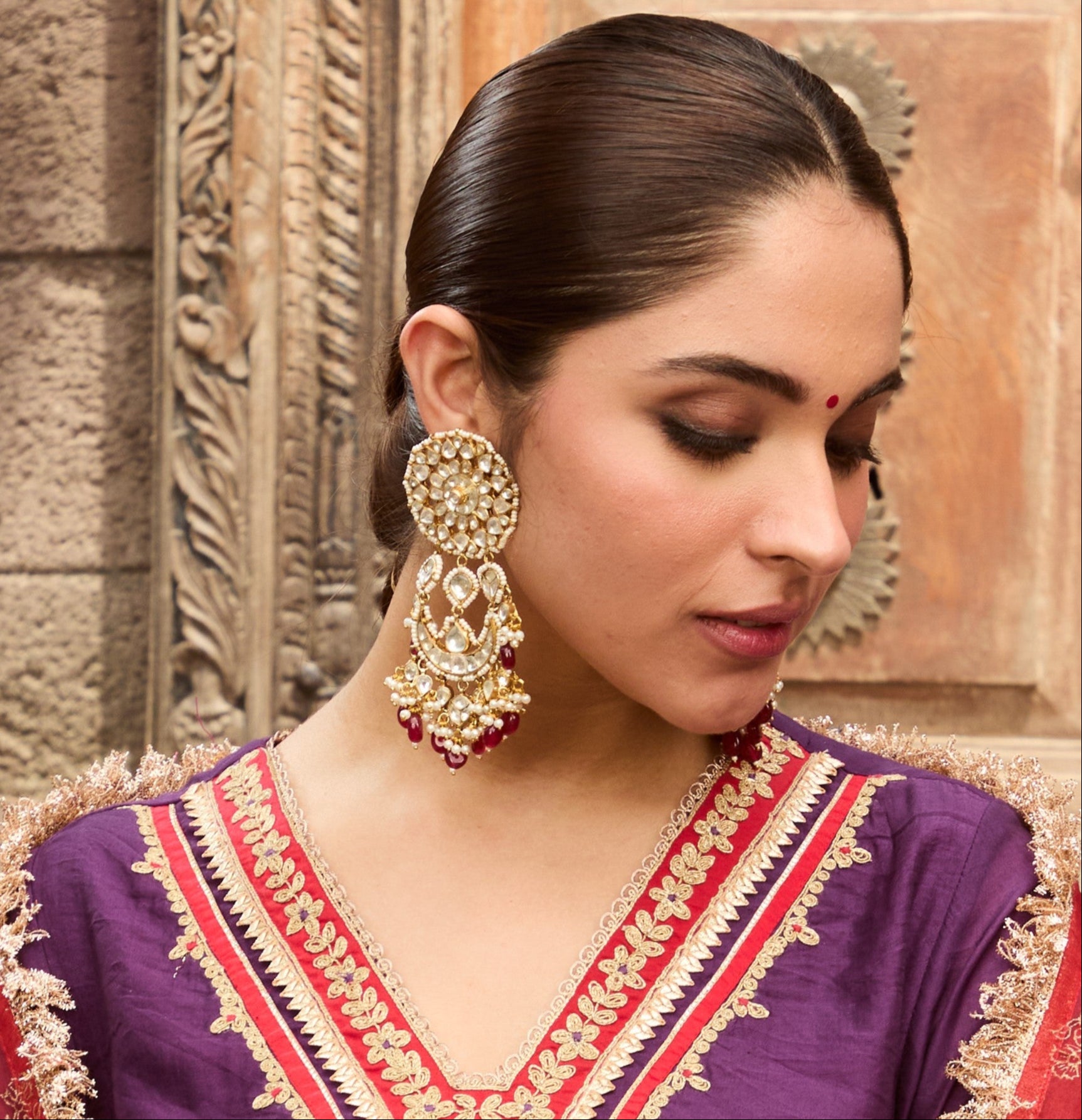 Suhana Gulnaar Polki Chandbaali - QUEENS JEWELS