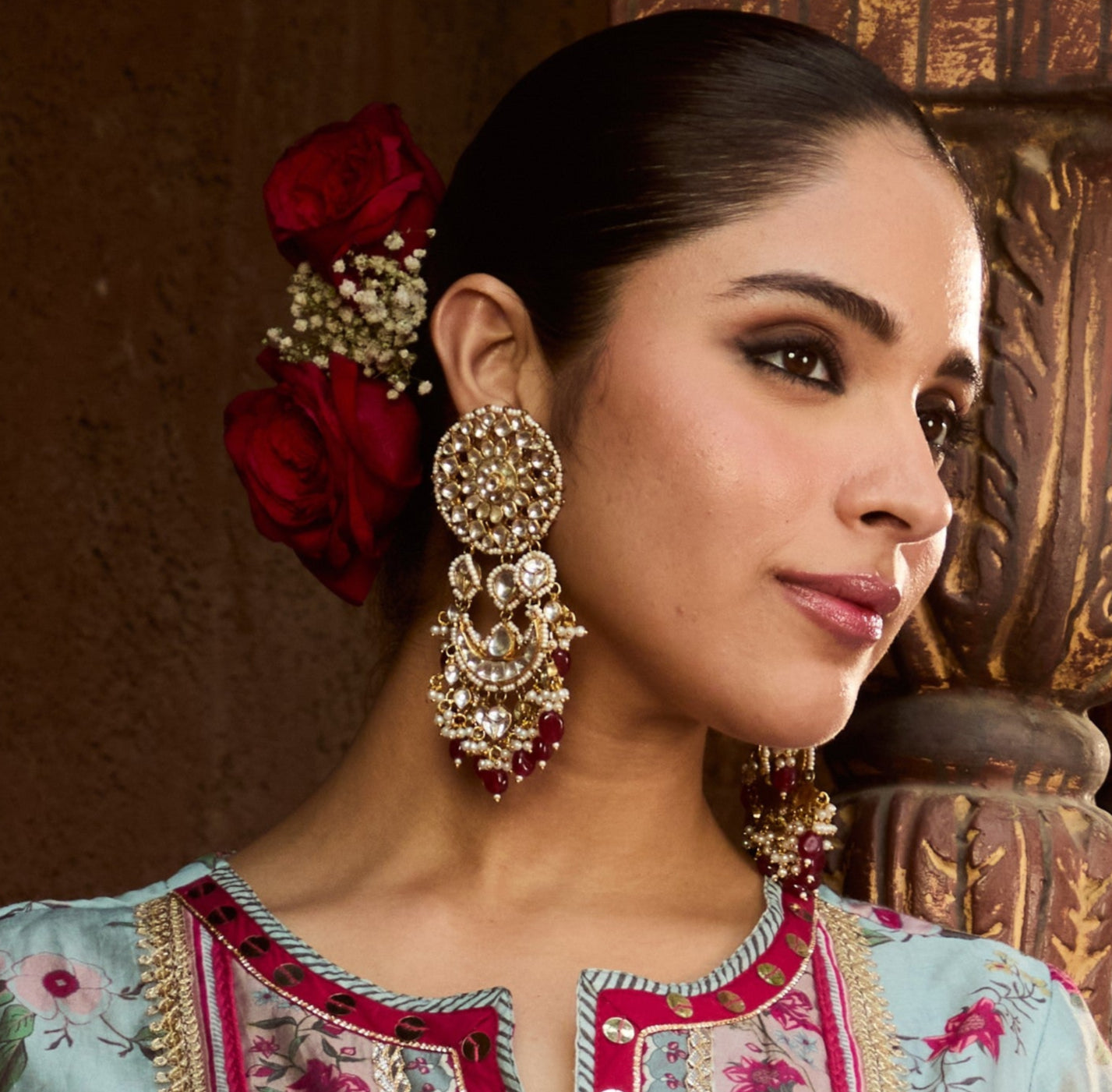 Suhana Gulnaar Polki Chandbaali - QUEENS JEWELS