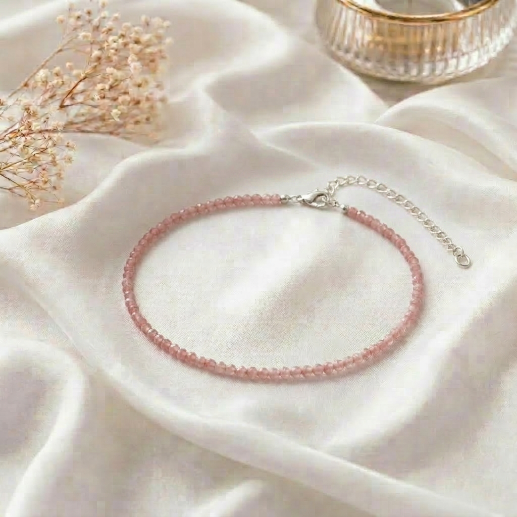 Pink Rhodonite Grace Anklet - QUEENS JEWELS 