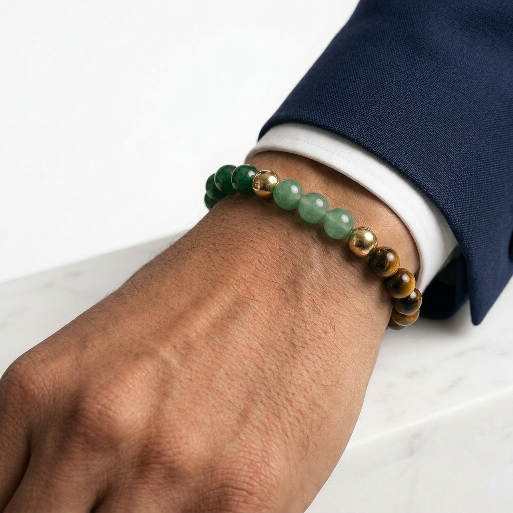 Natural Raw Dhan Yog Bracelet (8mm Beads) - QUEENS JEWELS 