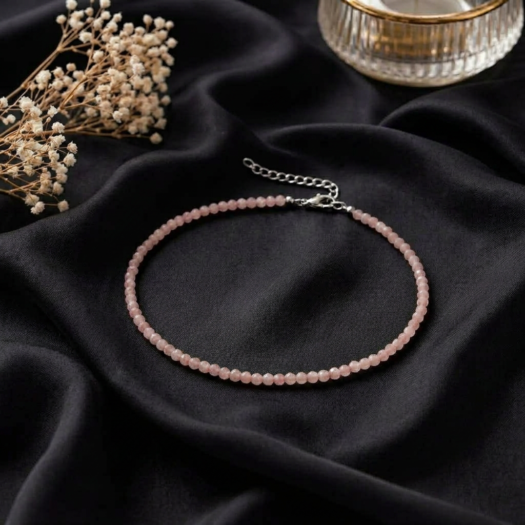 Rose Quartz Grace Anklet - QUEENS JEWELS 