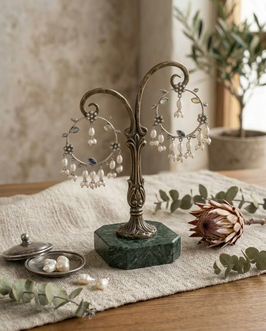 Noor Ivory Chandbali Earrings - QUEENS JEWELS 