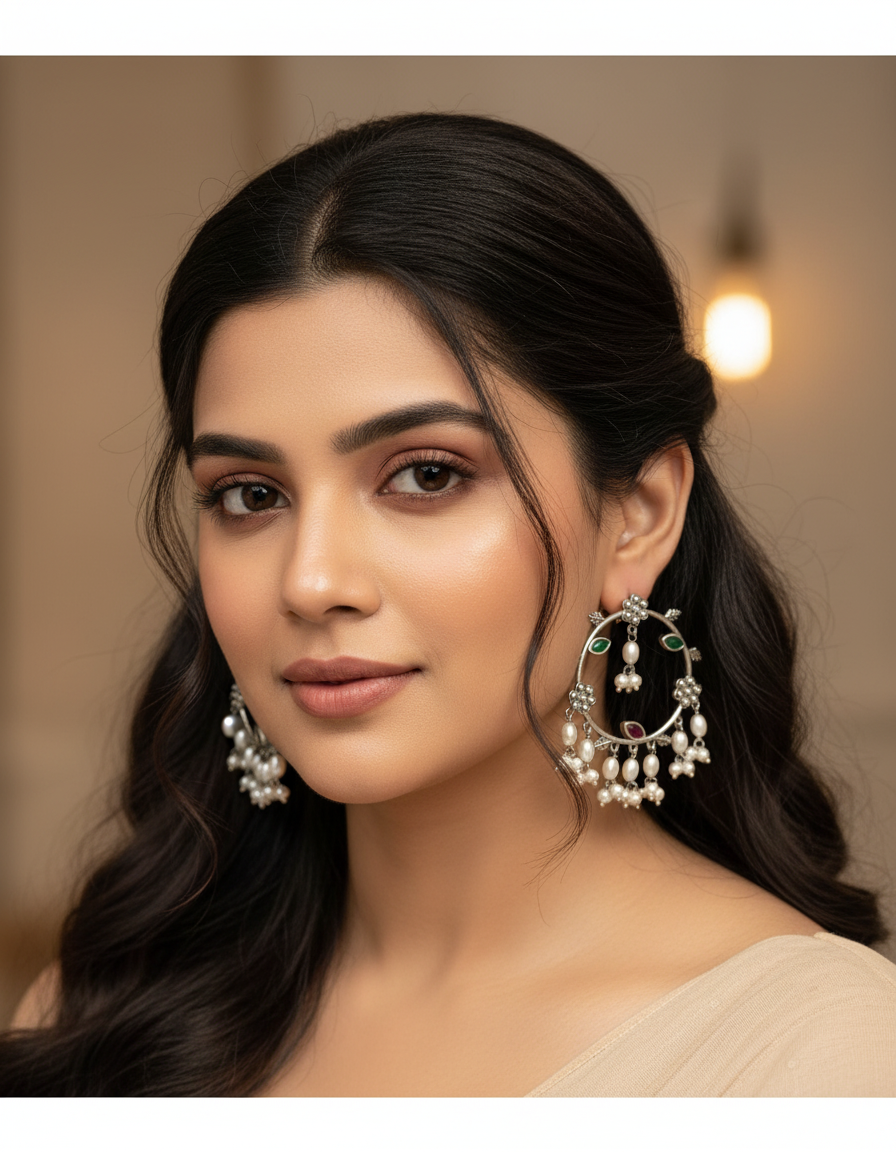 Noor Multicolor Chandbali Earrings - QUEENS JEWELS 