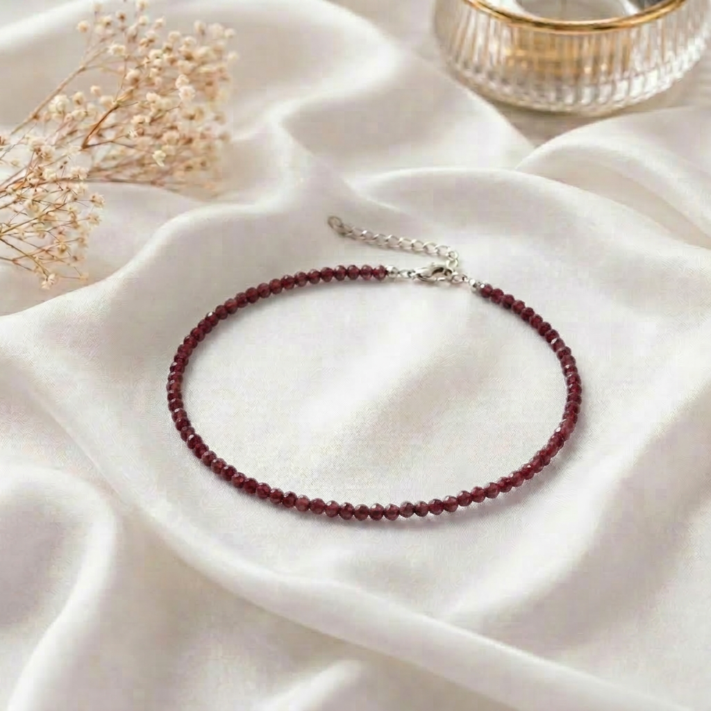 Garnet Grace Anklet - QUEENS JEWELS 