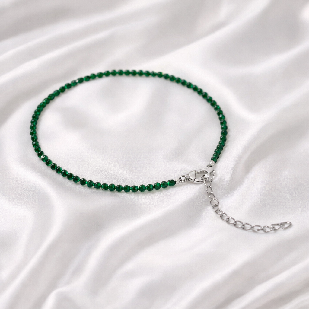 Green Onyx Grace Anklet - QUEENS JEWELS 