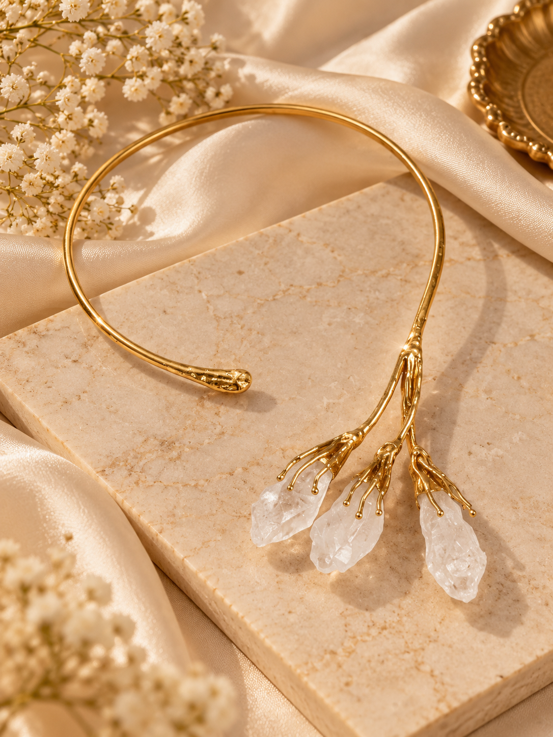 Gold Plated Crystal Necklace - QUEENS JEWELS