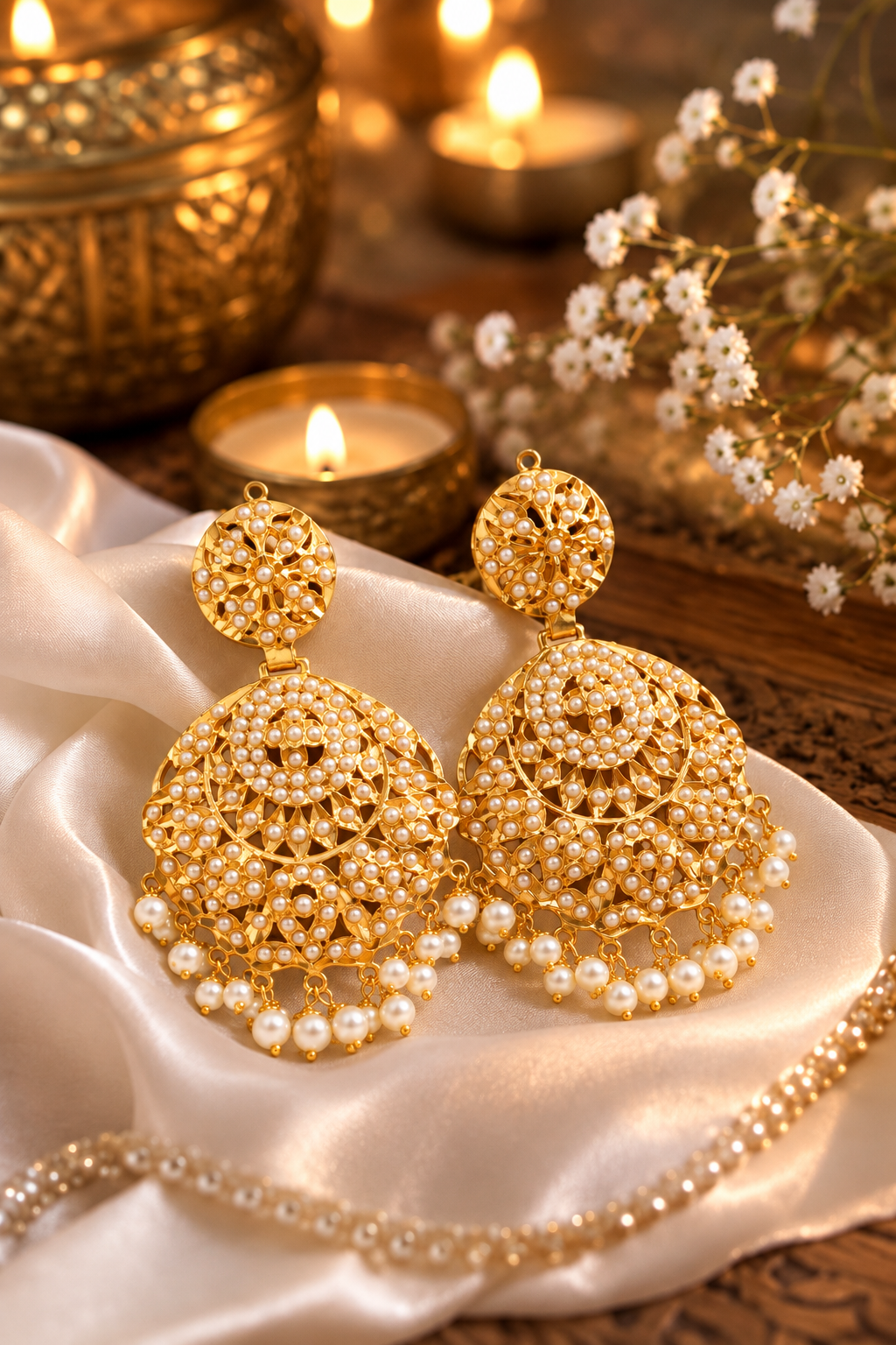 Alisha Jadau Chaandbali Earrings - QUEENS JEWELS