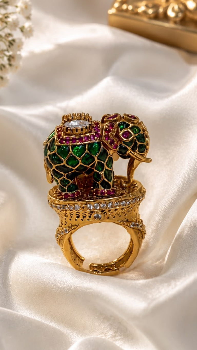 Green Adjustable Ring 