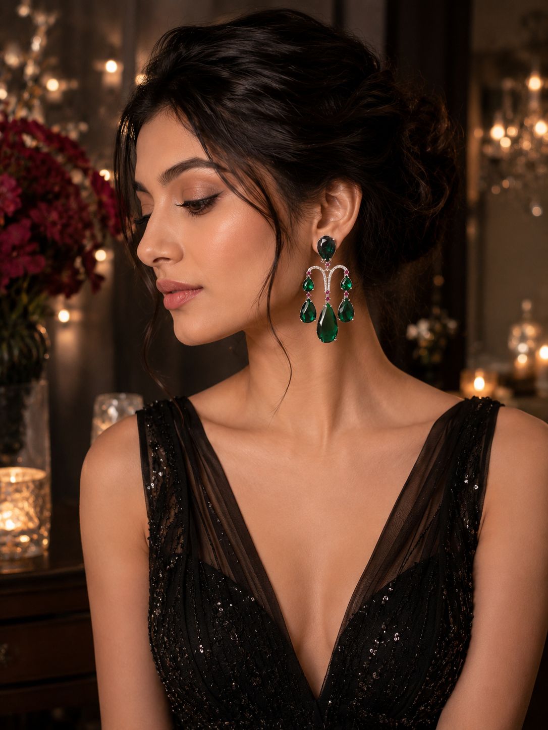 EarLuxe Emerald Green Earrings
