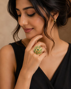 Green Jadau Adjustable Ring - QUEENS JEWELS