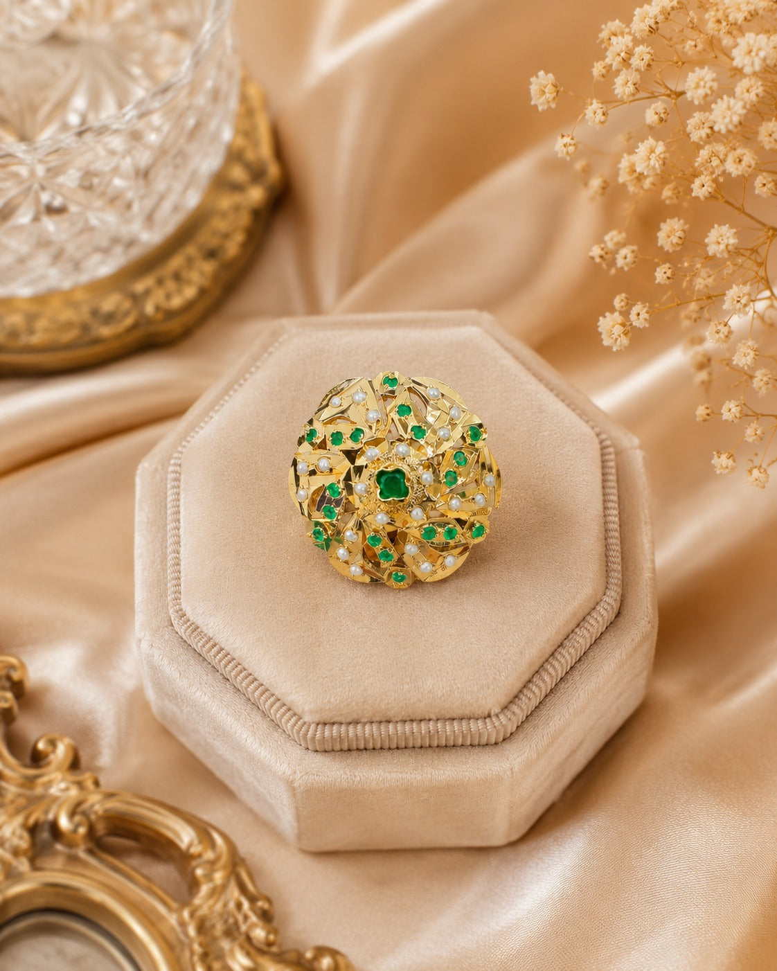 Green Jadau Adjustable Ring