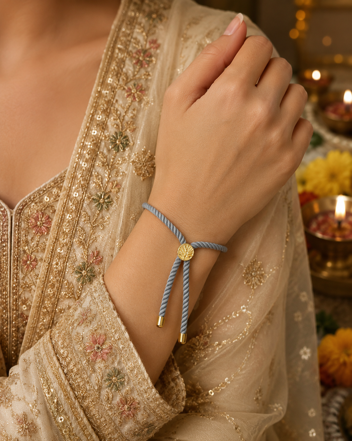 Grey Kundan Charm Bracelet