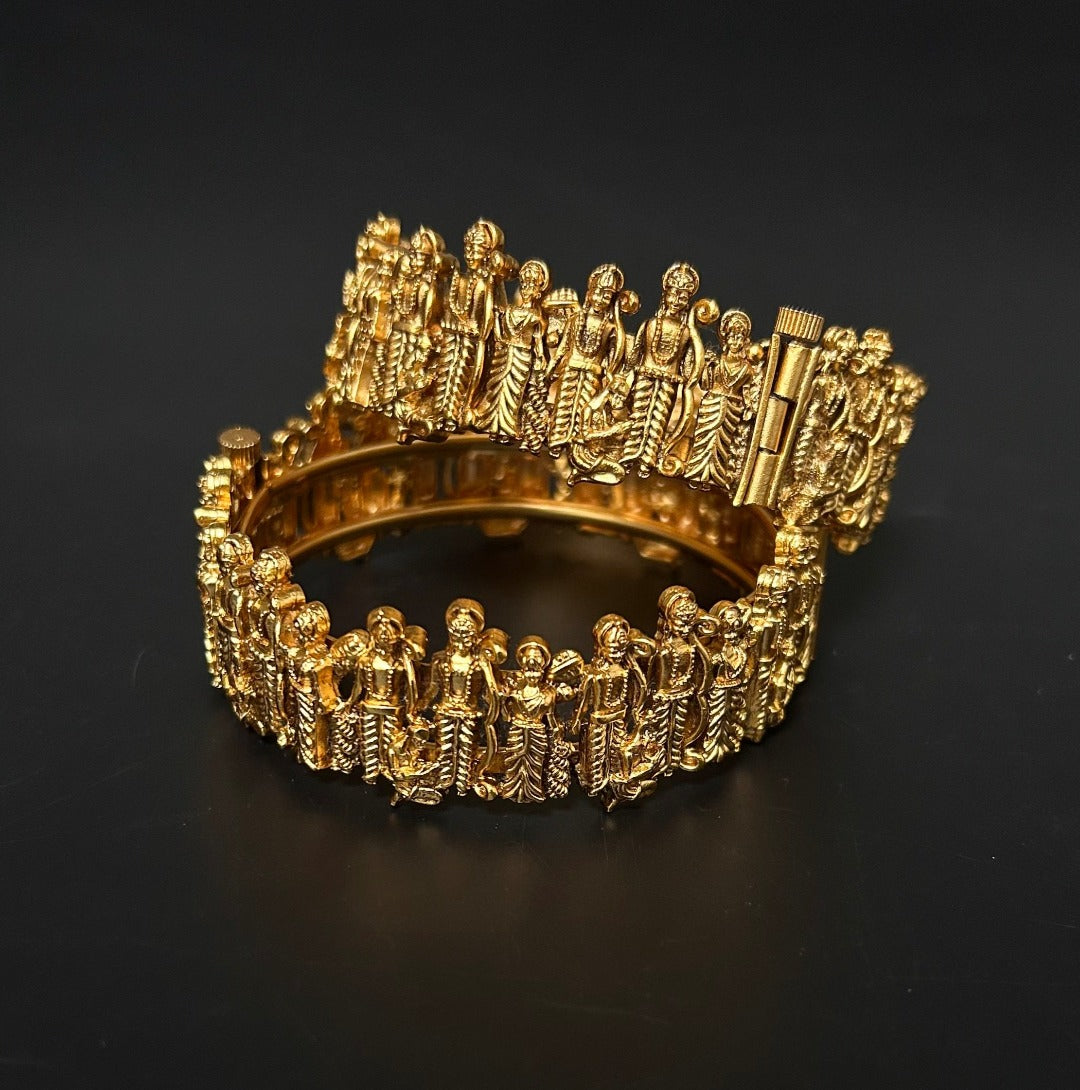 Heritage Gold-Plated Ram Sita Bangles Pair - QUEENS JEWELS