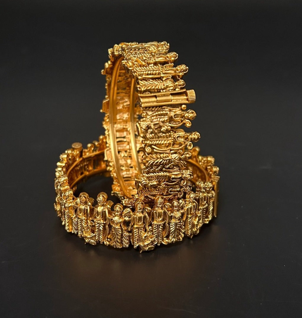 Heritage Gold-Plated Ram Sita Bangles Pair - QUEENS JEWELS