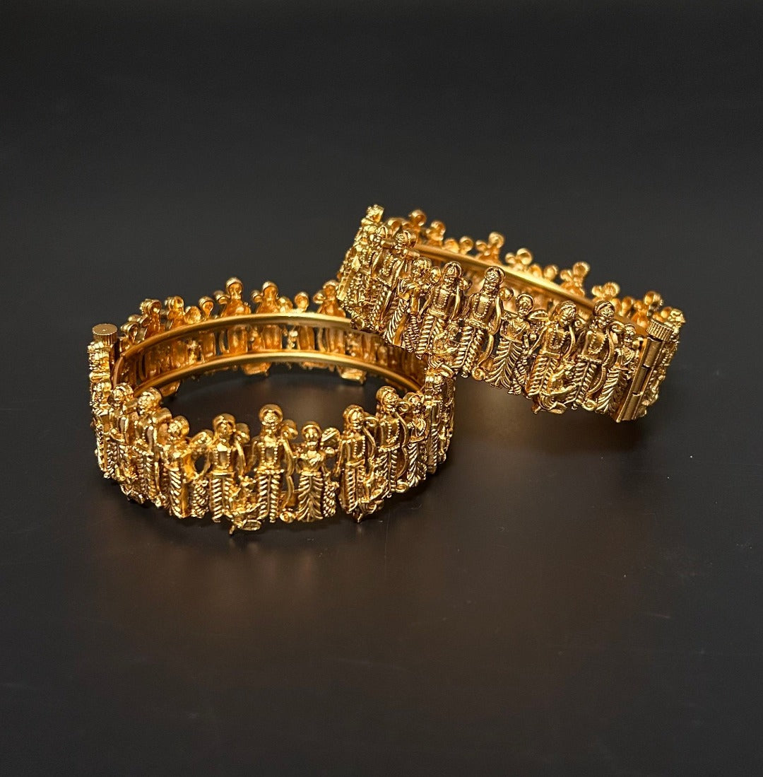 Heritage Gold-Plated Ram Sita Bangles Pair - QUEENS JEWELS