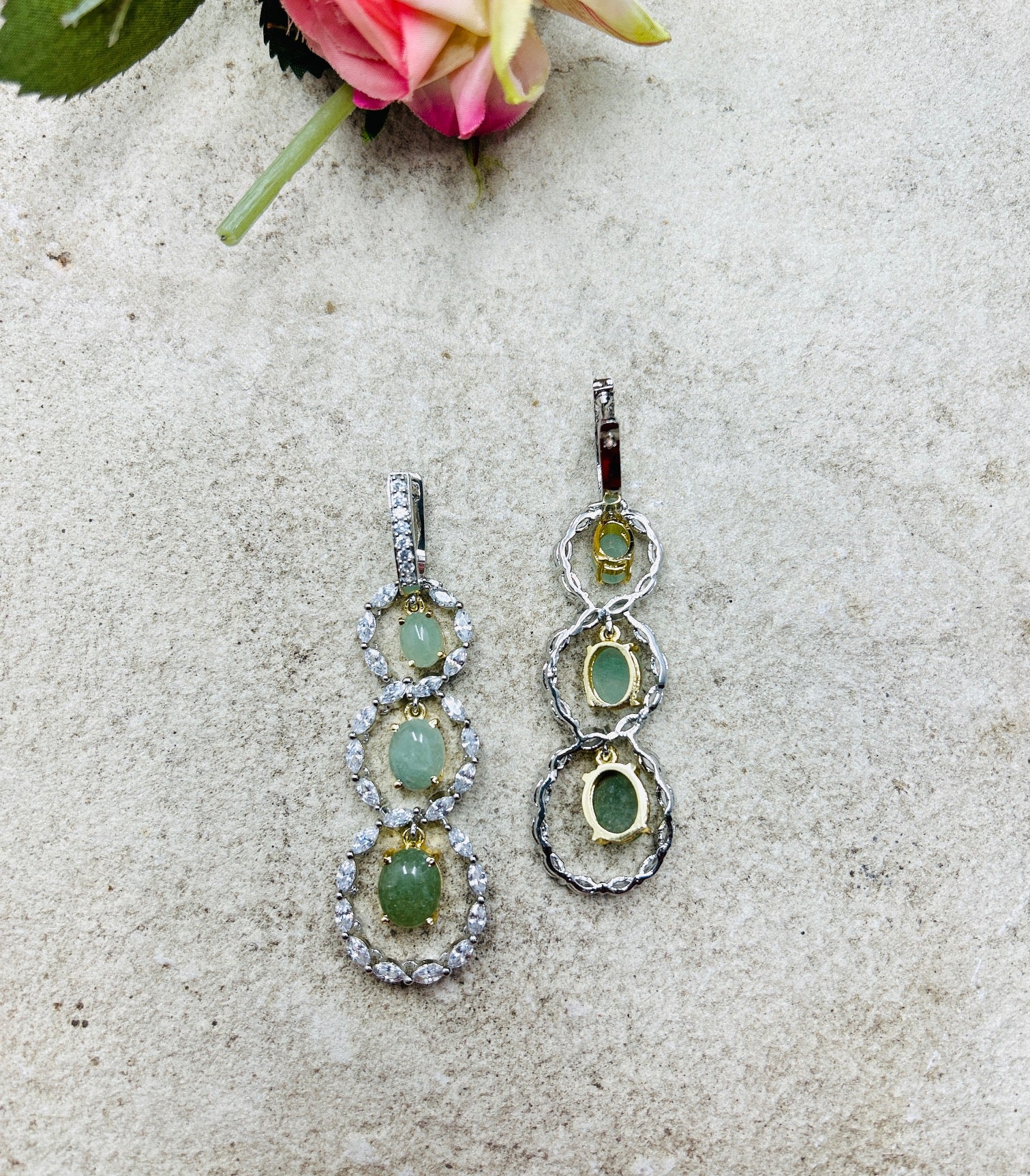 Minty Colored Stone Tassel Earrings - QUEENS JEWELS