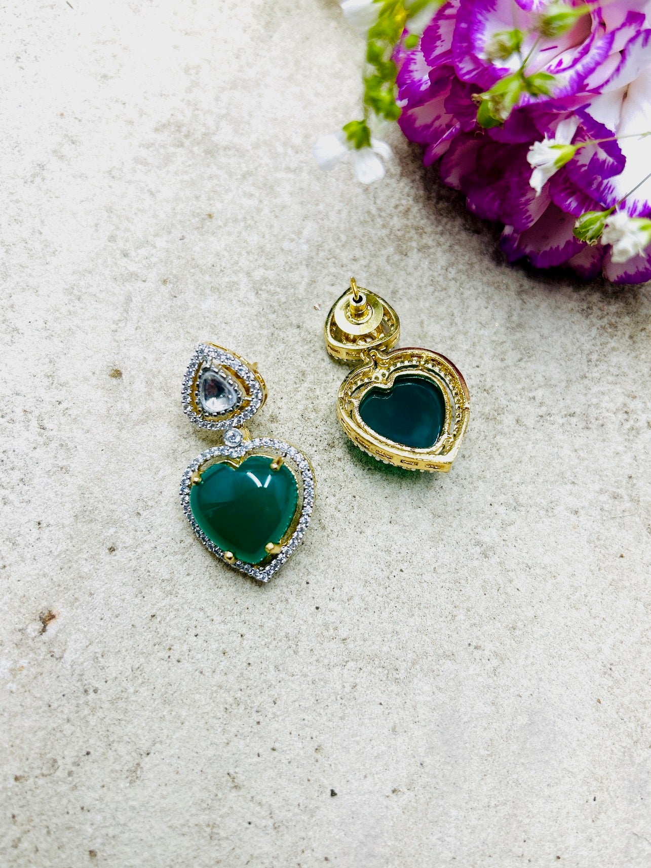 Emerald Polki Kundan Dangler Earrings - QUEENS JEWELS