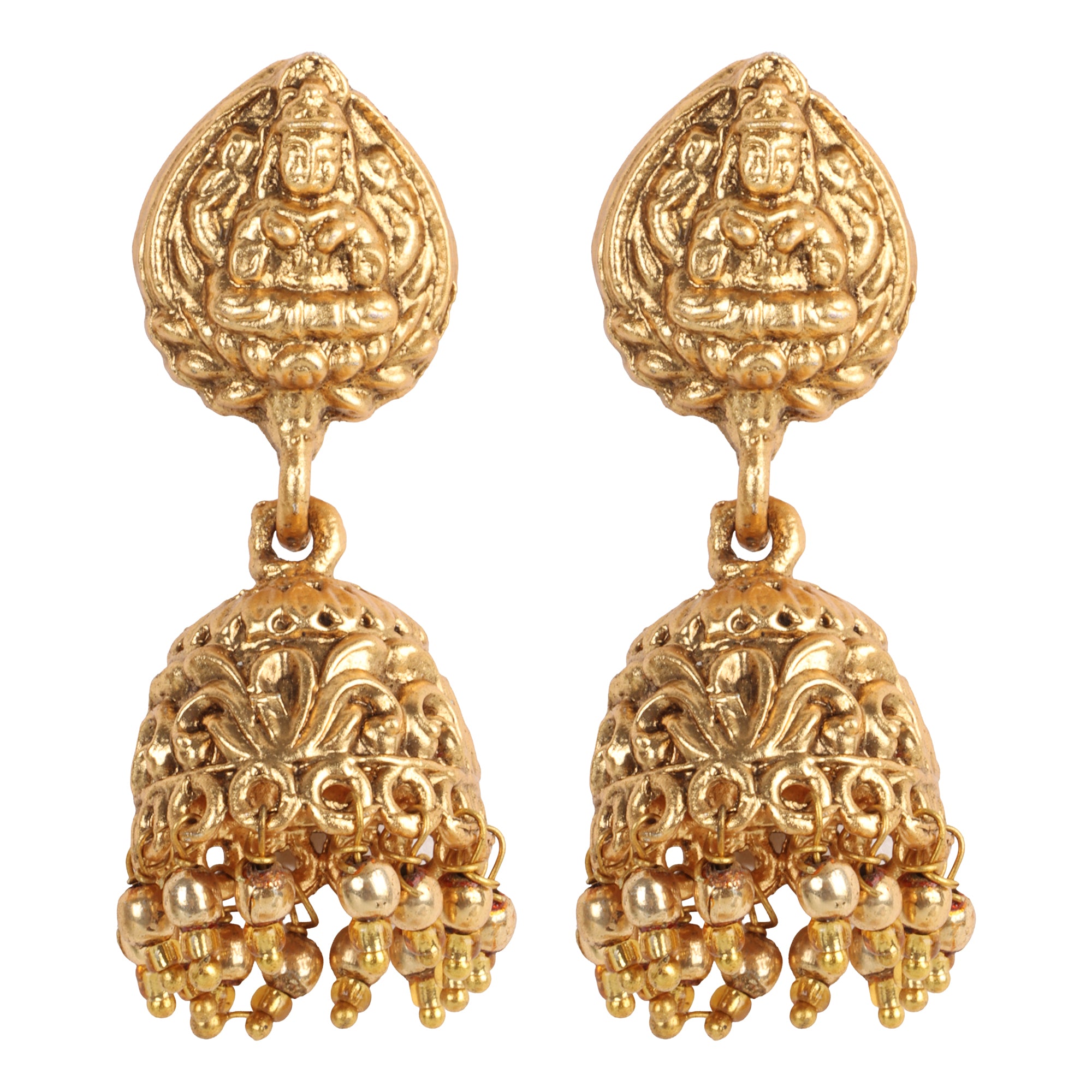 Meher Lakshmi Motif Temple Necklace Set with Earrings - QUEENS JEWELS
