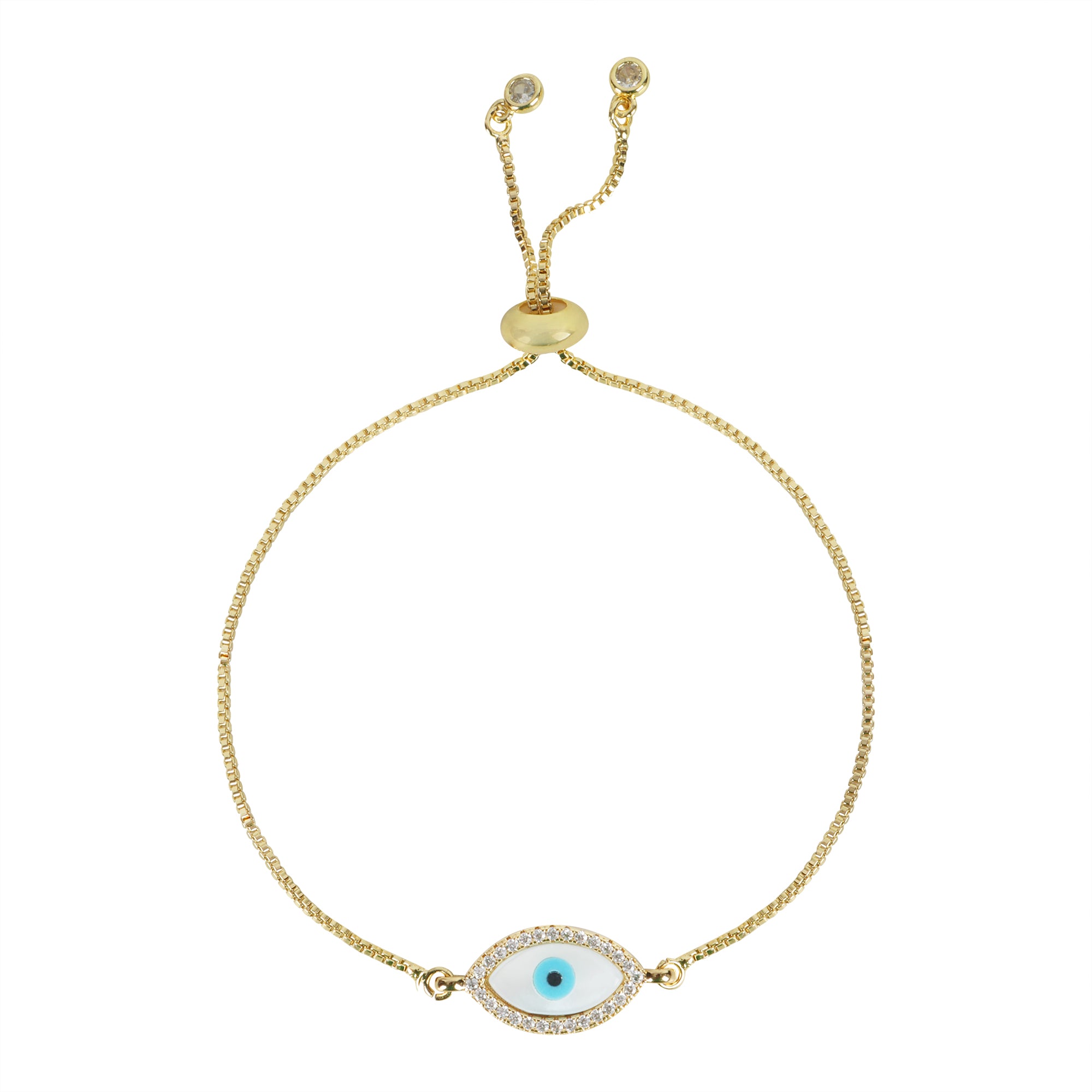 Evil Eye Rose Gold Adjustable  Bracelet - QUEENS JEWELS