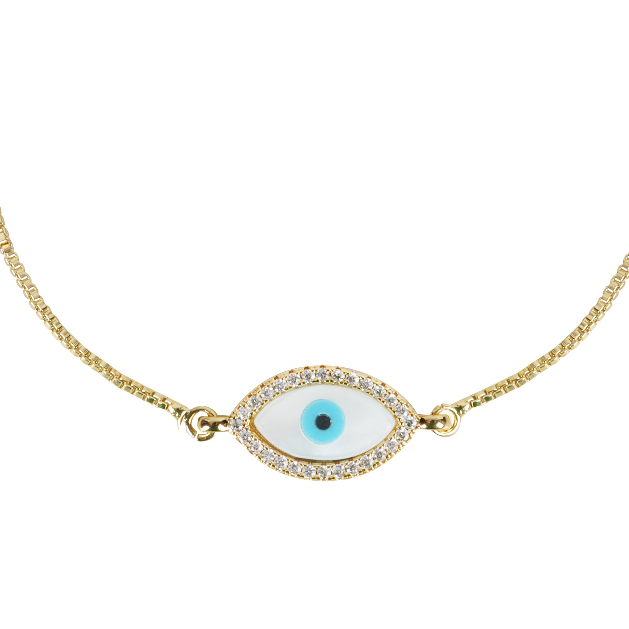 Evil Eye Rose Gold Adjustable  Bracelet - QUEENS JEWELS