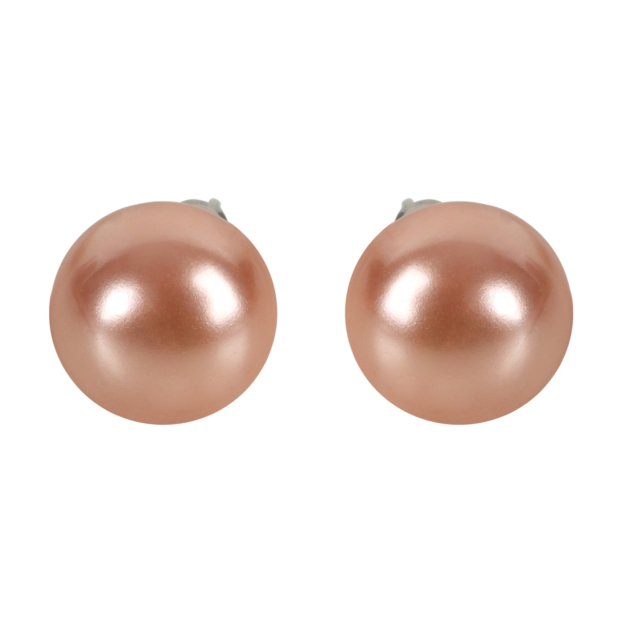 Elegant Cultured Pearl Stud Earrings -  Rose Gold - QUEENS JEWELS