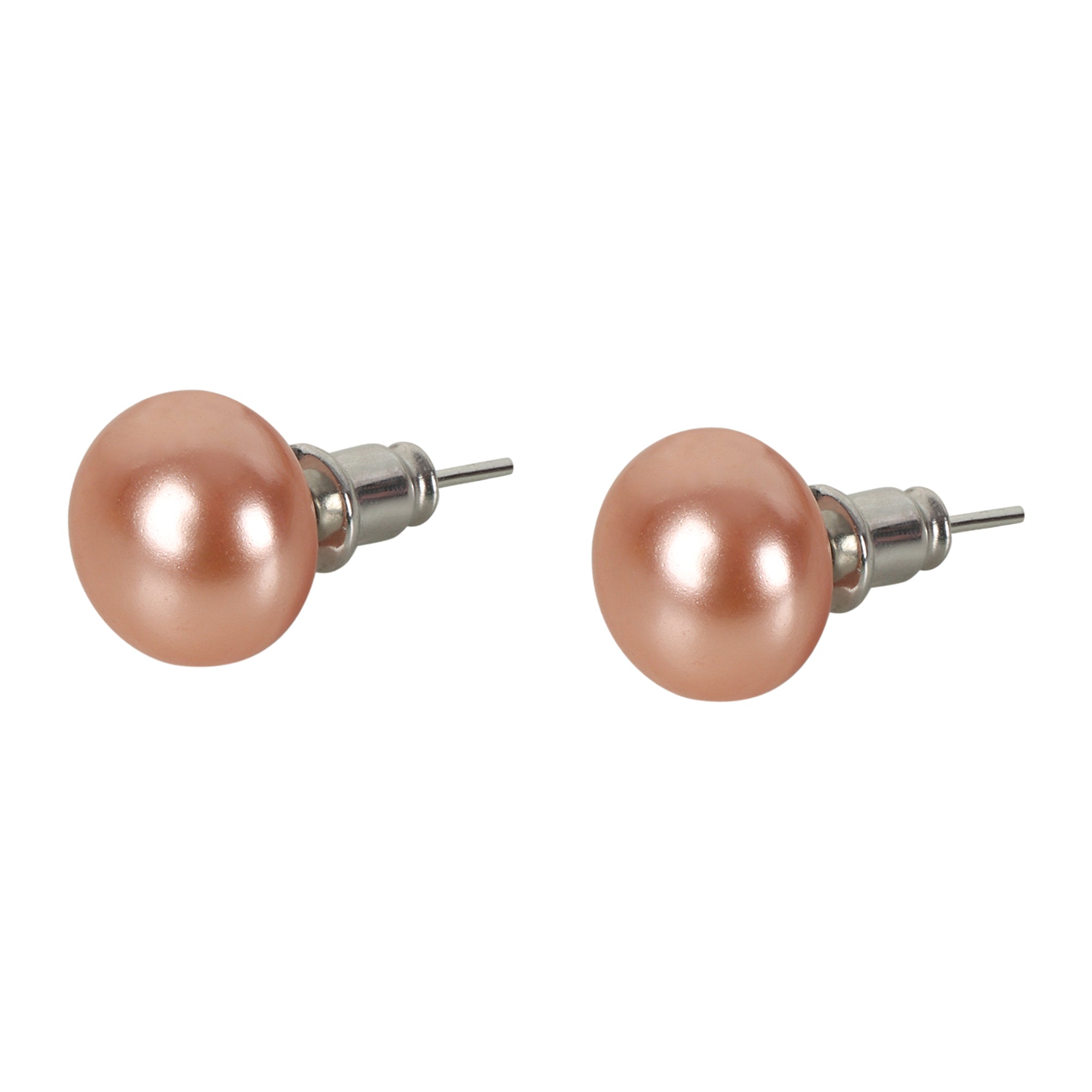 Elegant Cultured Pearl Stud Earrings -  Rose Gold - QUEENS JEWELS