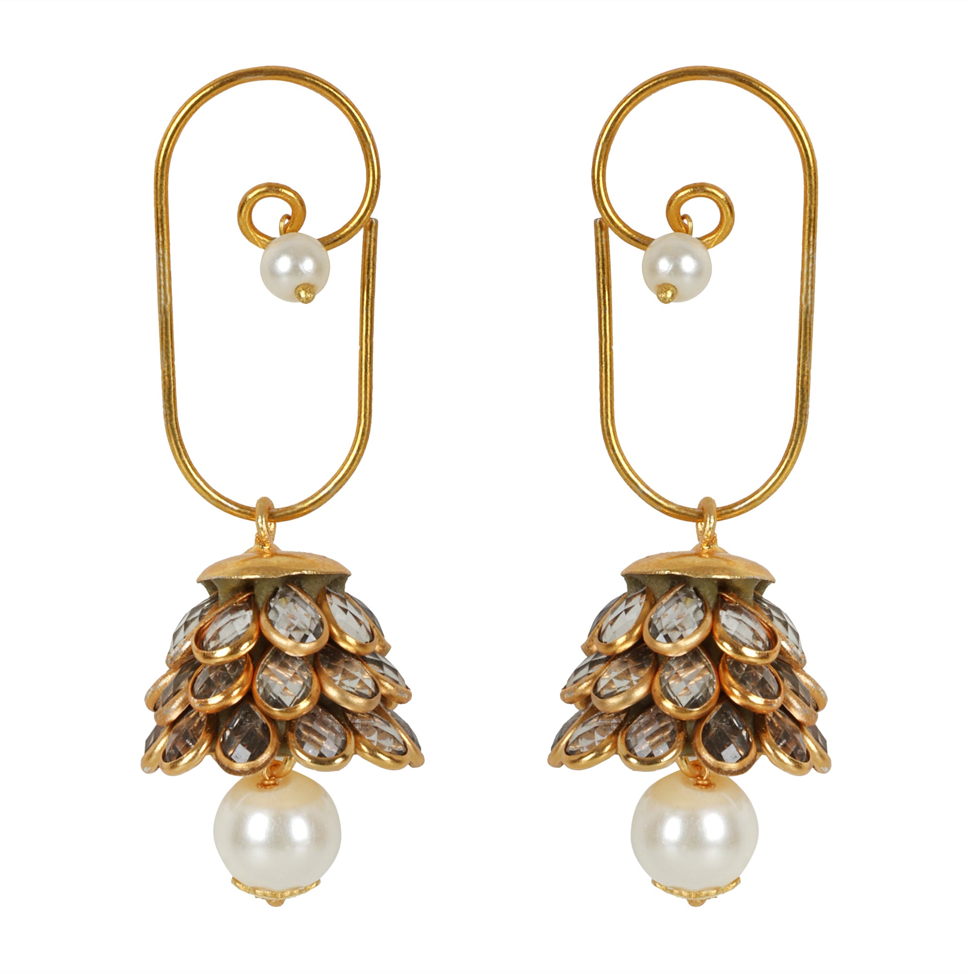 Anika Pachi Jhumka Earrings - Neutral - QUEENS JEWELS