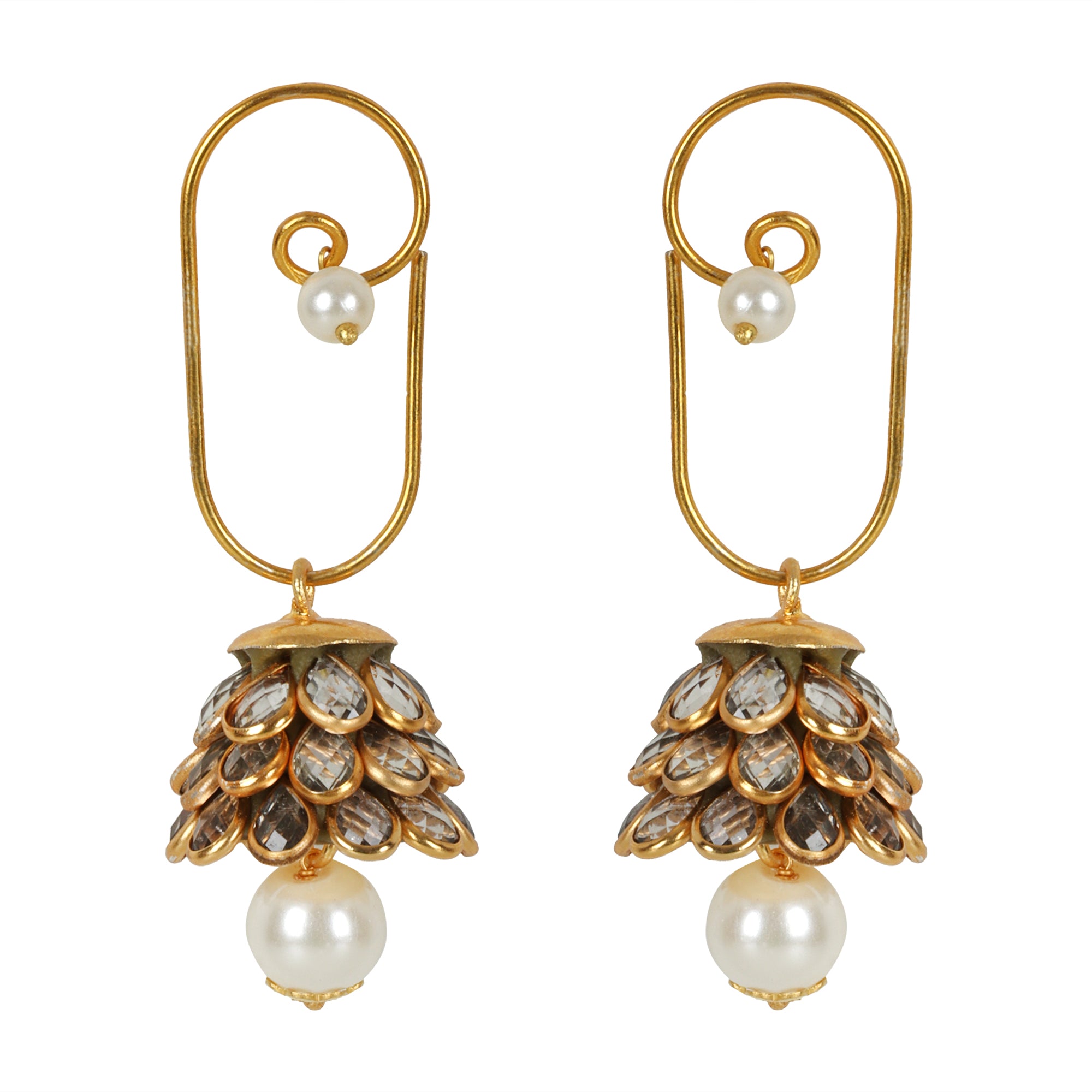 Anika Pachi Jhumka Earrings - Neutral - QUEENS JEWELS