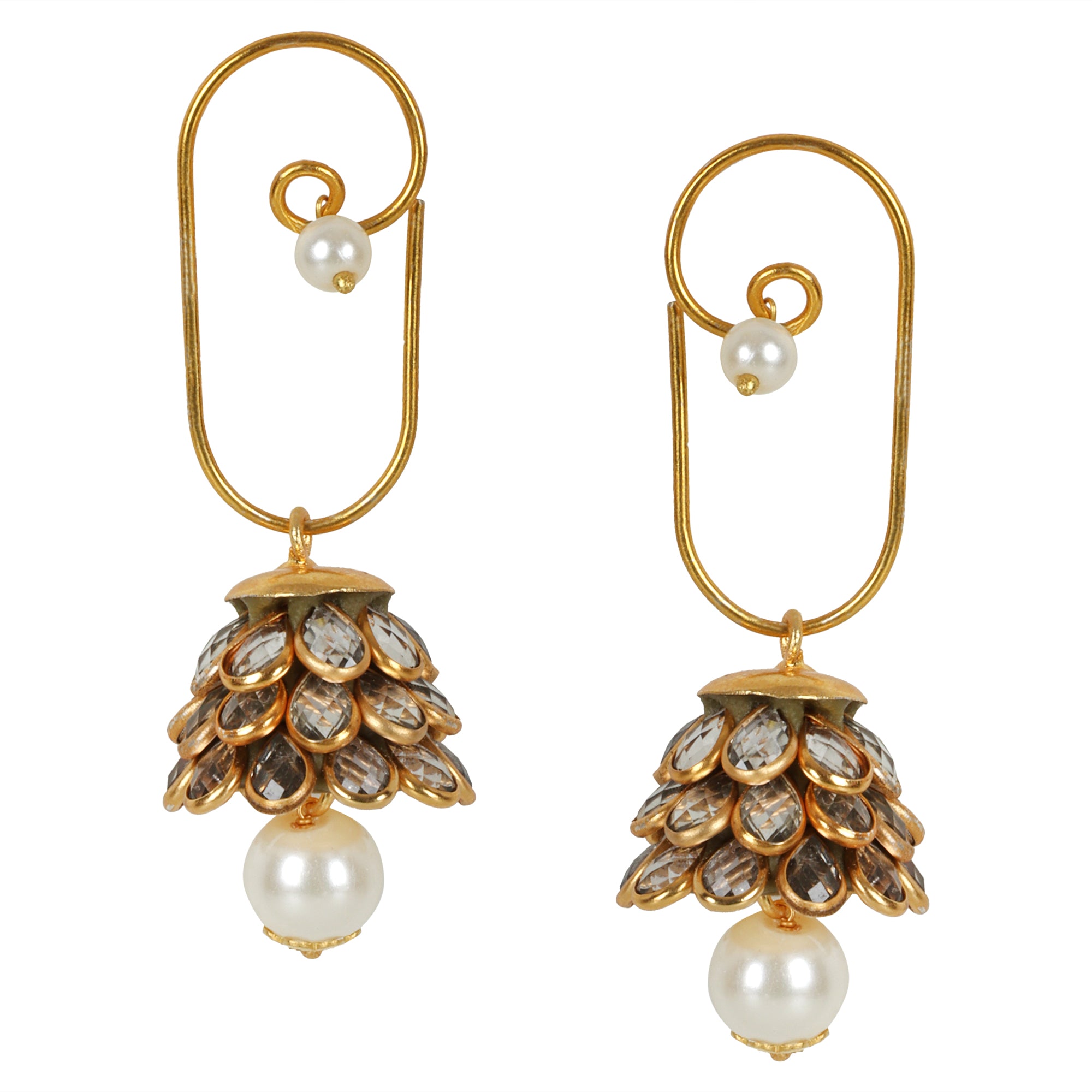 Anika Pachi Jhumka Earrings - Neutral - QUEENS JEWELS