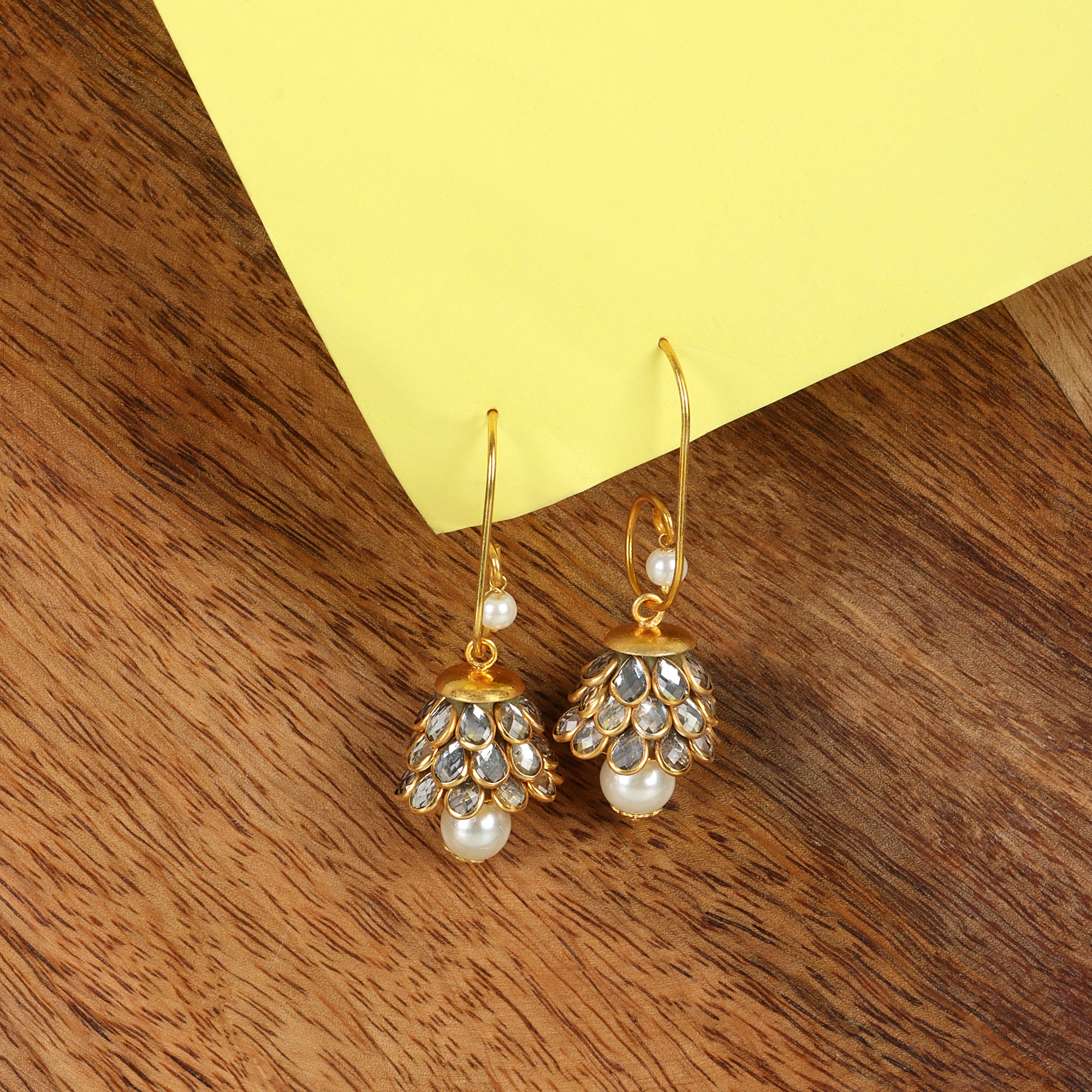 Anika Pachi Jhumka Earrings - Neutral - QUEENS JEWELS