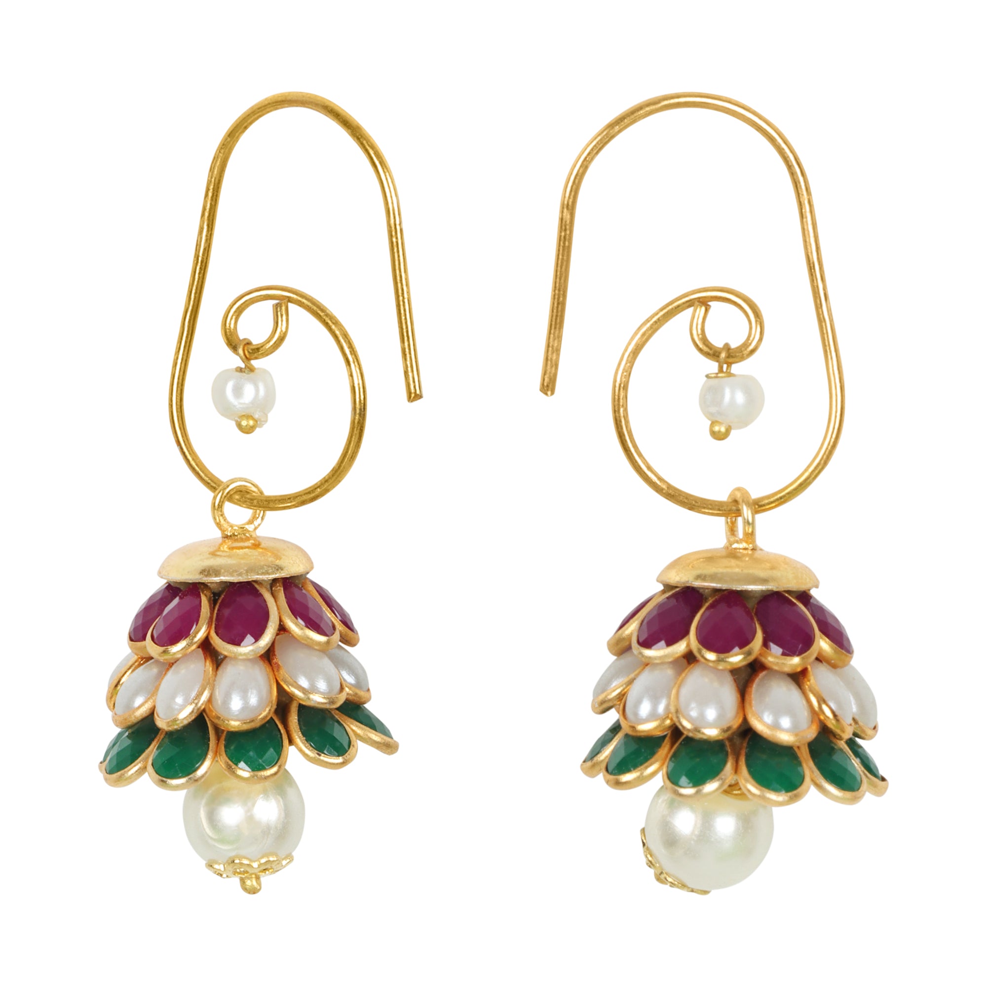 Anika Pachi Jhumka Earrings - Multicolor - QUEENS JEWELS