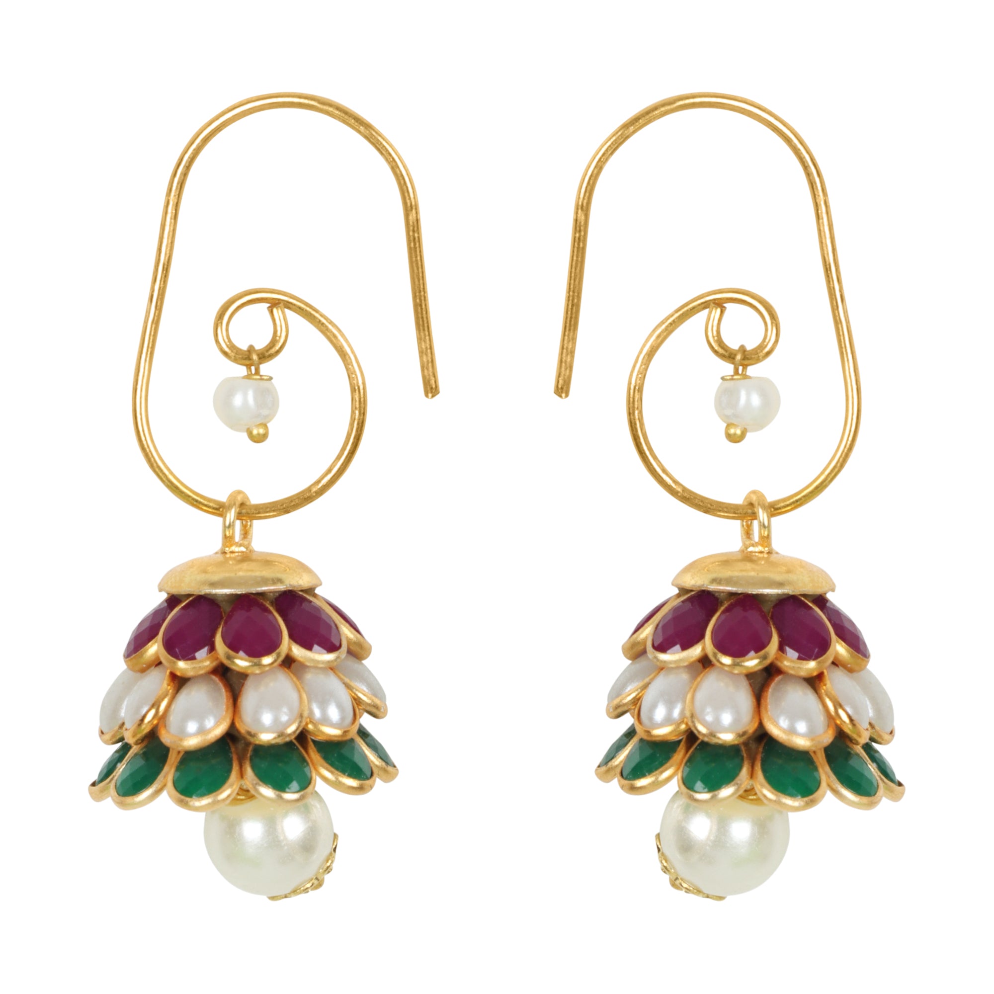 Anika Pachi Jhumka Earrings - Multicolor - QUEENS JEWELS