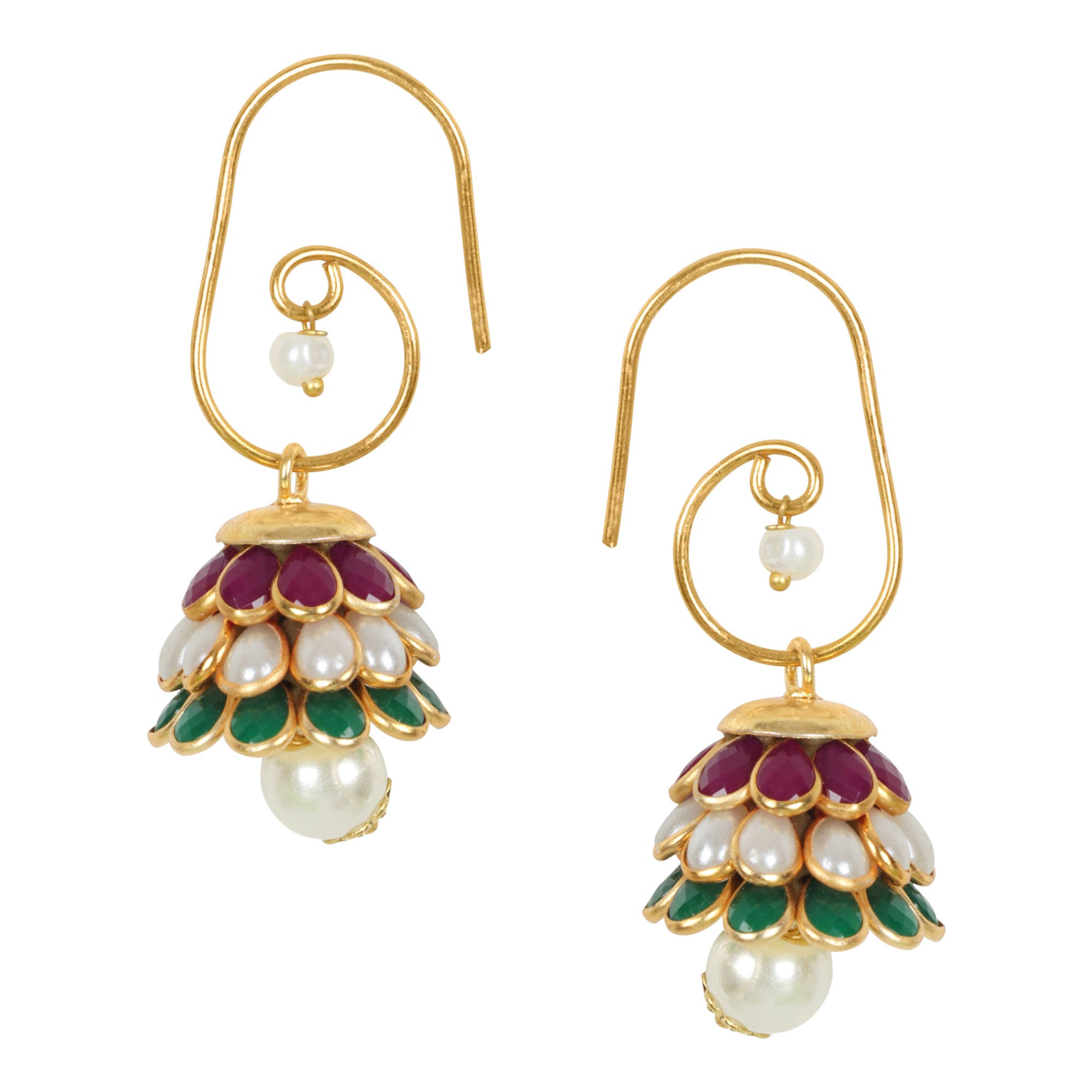 Anika Pachi Jhumka Earrings - Multicolor - QUEENS JEWELS