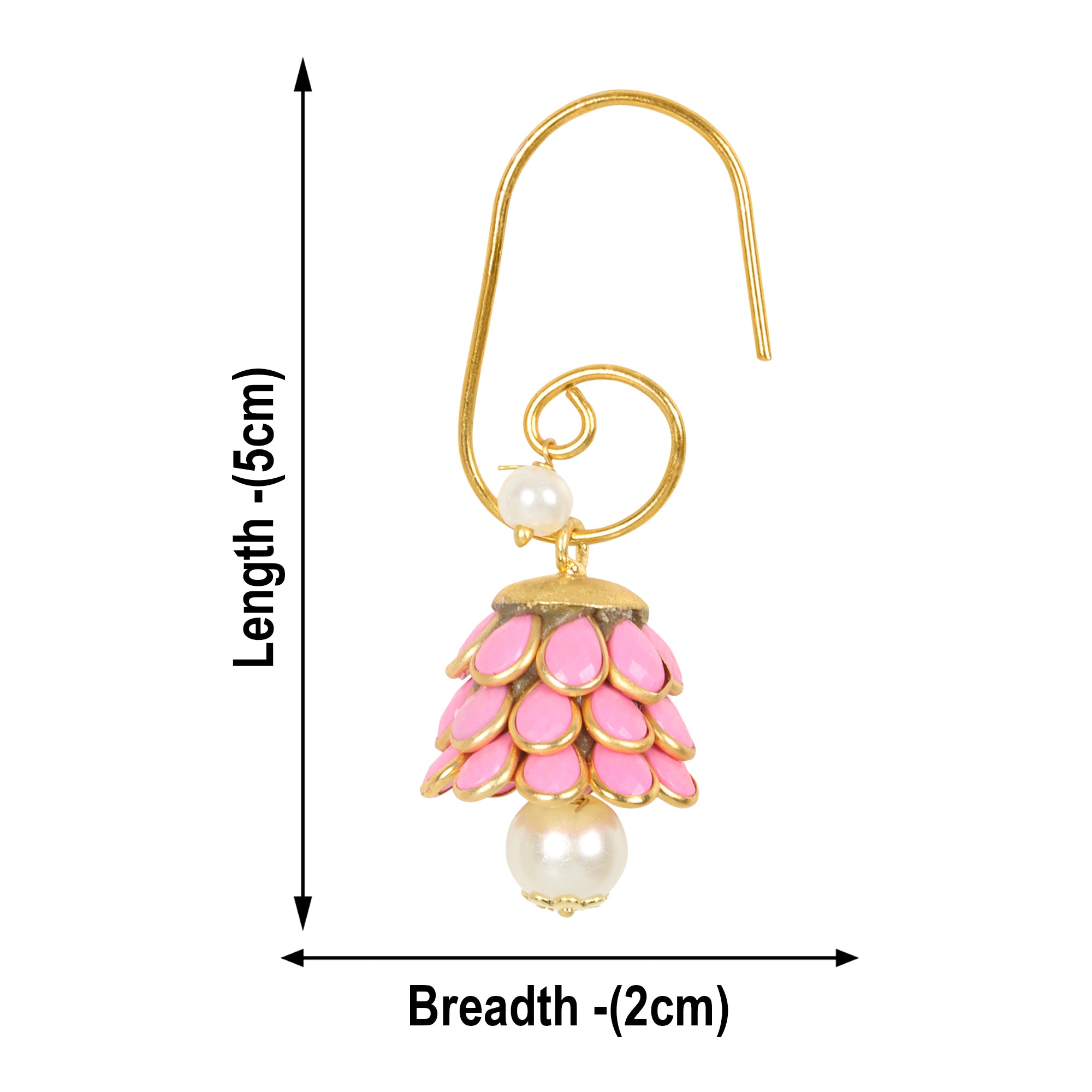 Anika Pachi Jhumka Earrings - Pink - QUEENS JEWELS