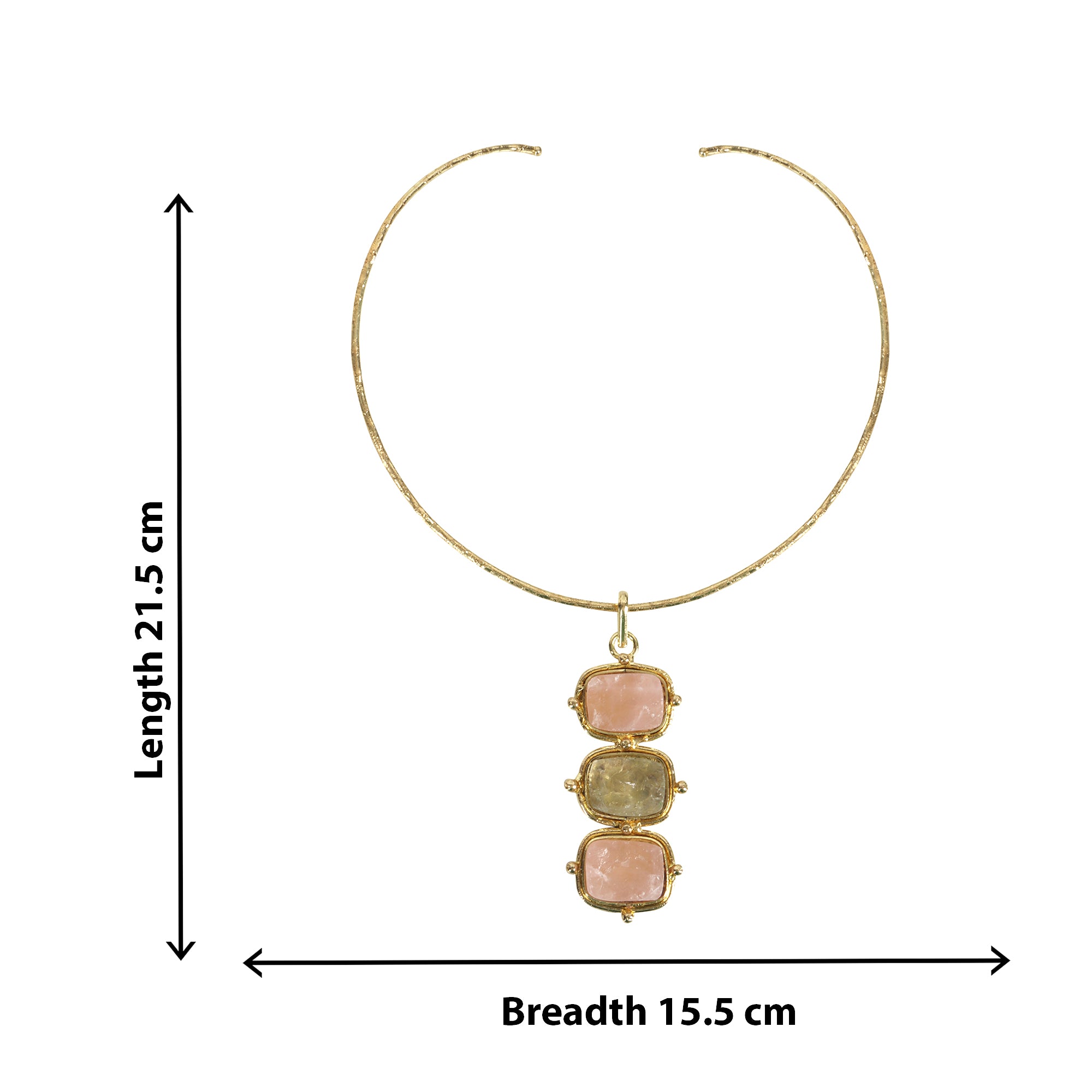 Trio Semi Precious Stone Gold Plated Necklace - QUEENS JEWELS