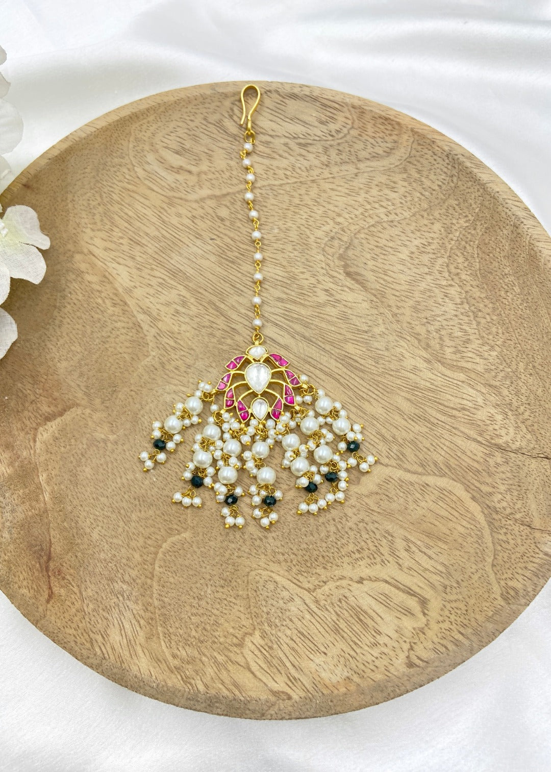 Unnati Gold Plated Kundan Polki Mangtika - QUEENS JEWELS