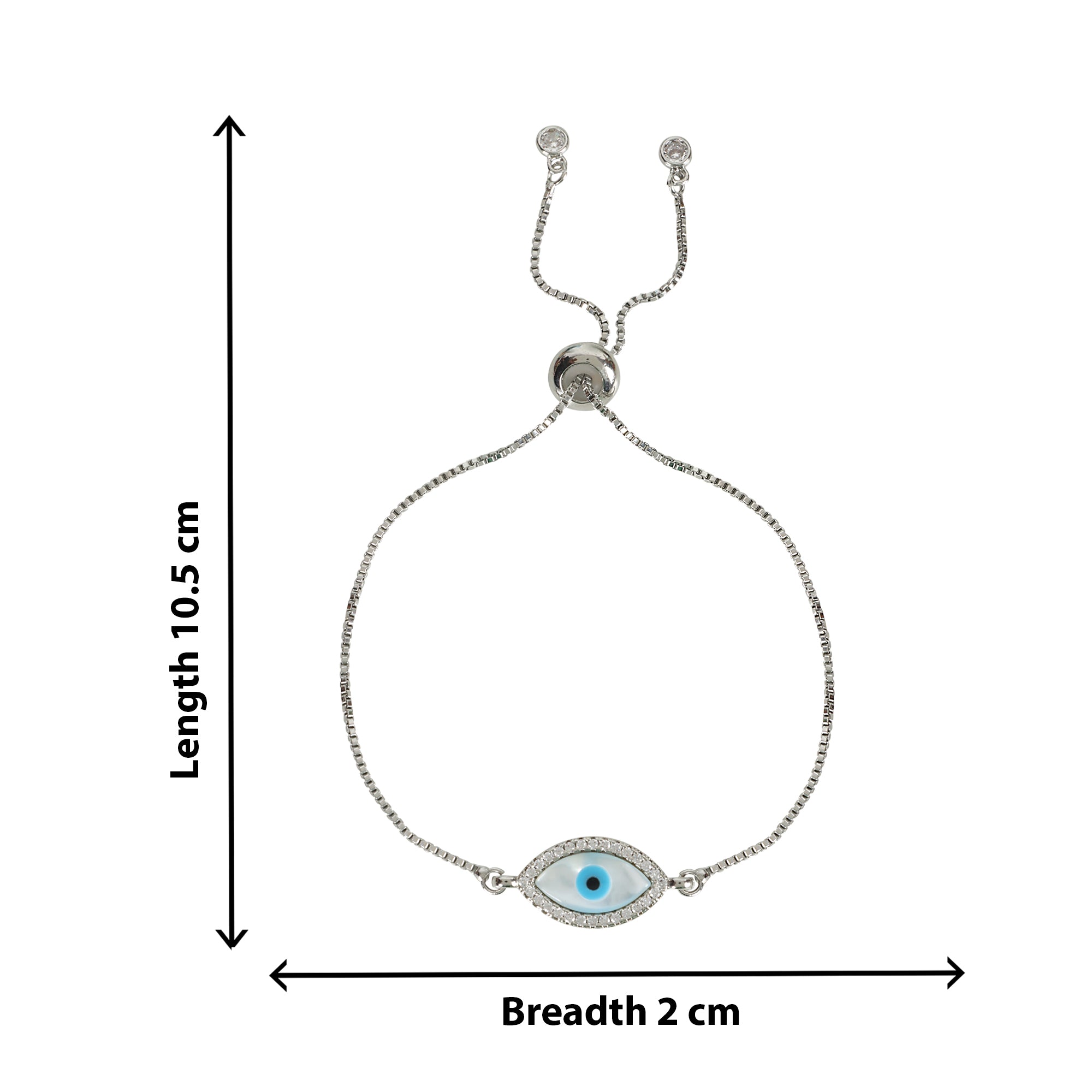 Evil Eye Silver Tone Adjustable  Bracelet - QUEENS JEWELS