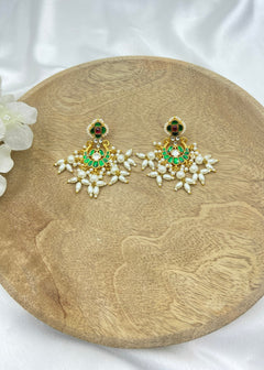 Gayathri Gold Plated Kundan Polki Earrings - QUEENS JEWELS