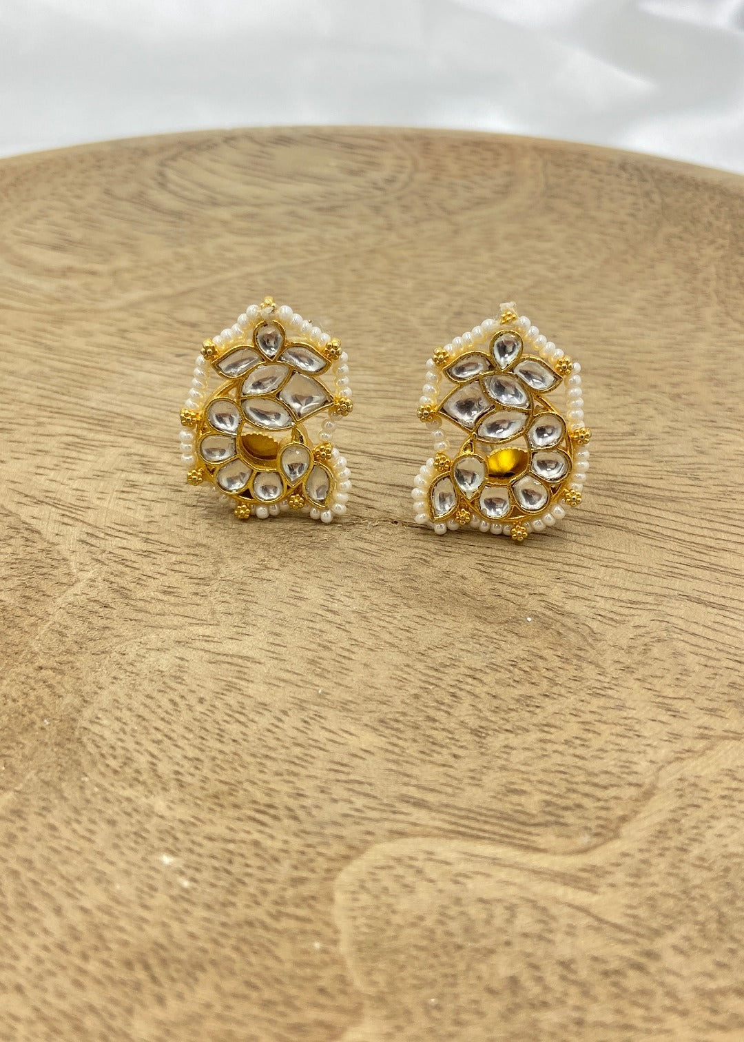 Hemangini Gold Plated Kundan And Pearl Earrings - QUEENS JEWELS