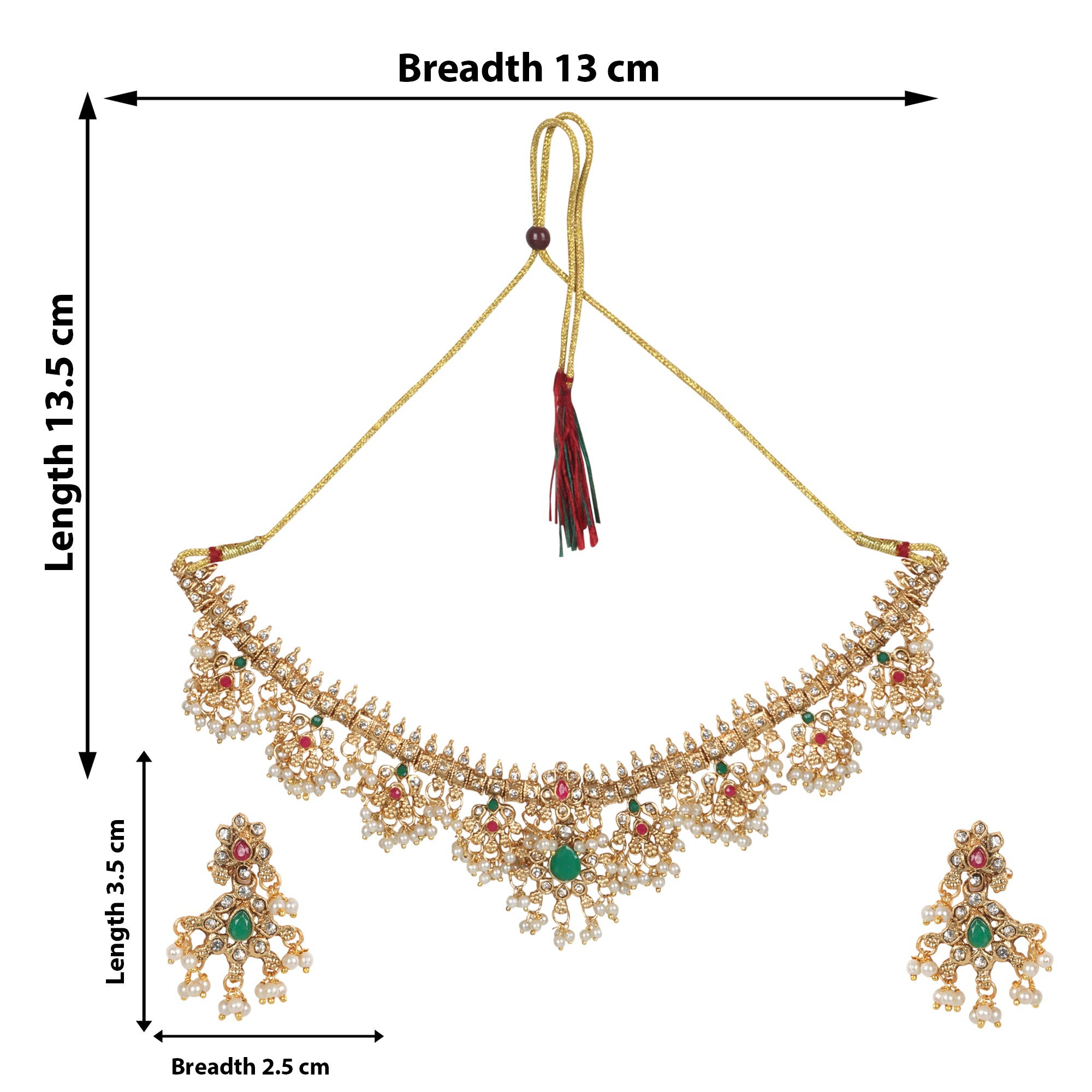 Gota Pusalu Choker Temple Set with Earrings - QUEENS JEWELS