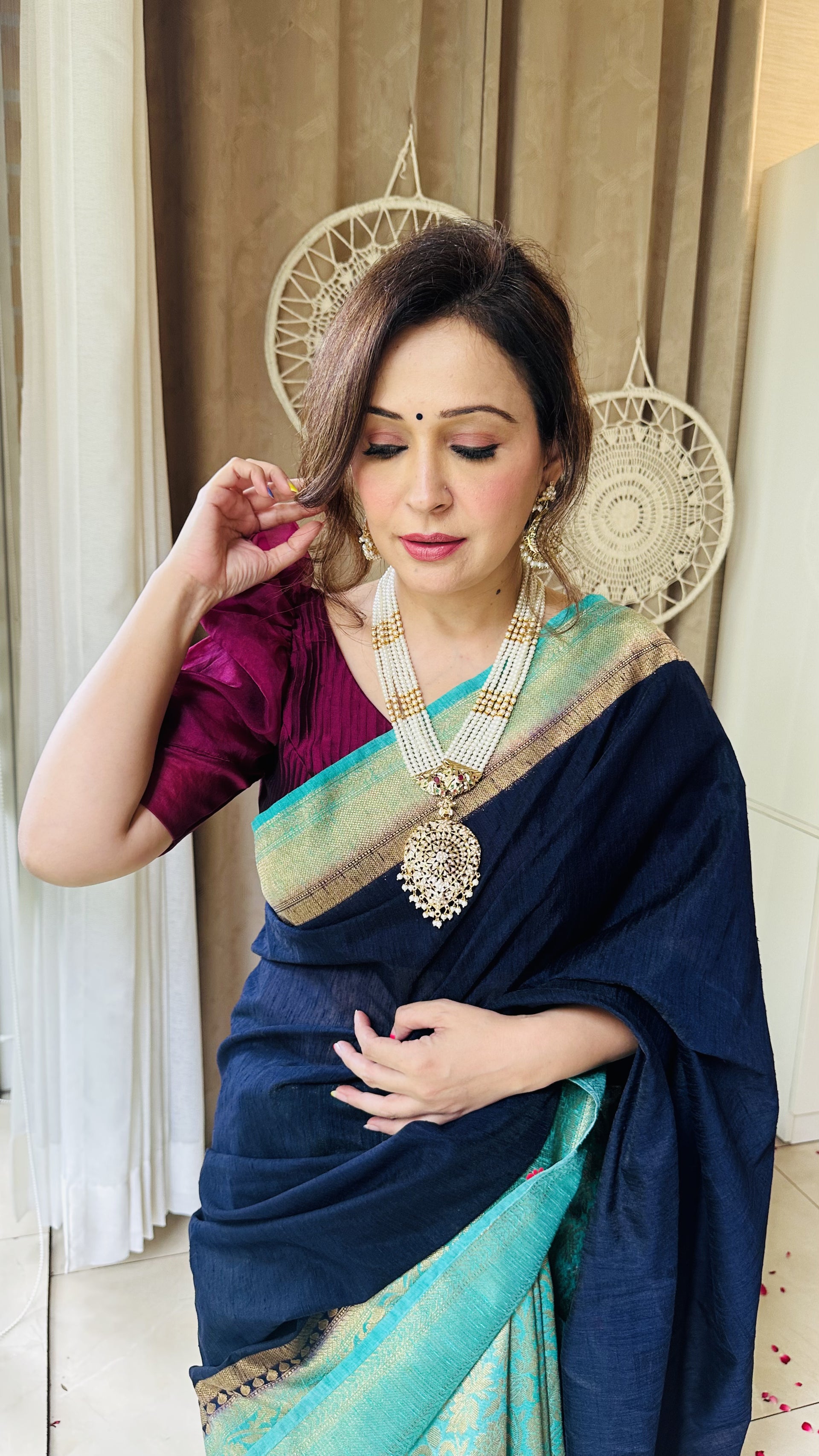 Petal Shaped Rani Haar Jadau Long Necklace (without Earrings)