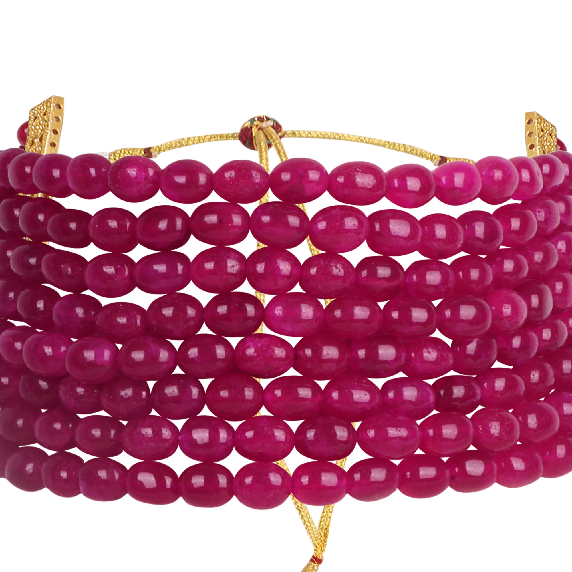 Crimson Royale Ruby Red Beaded Multilayer Choker - QUEENS JEWELS