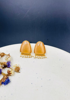 Ella Small Yellow Studs with Pearls Drops - QUEENS JEWELS