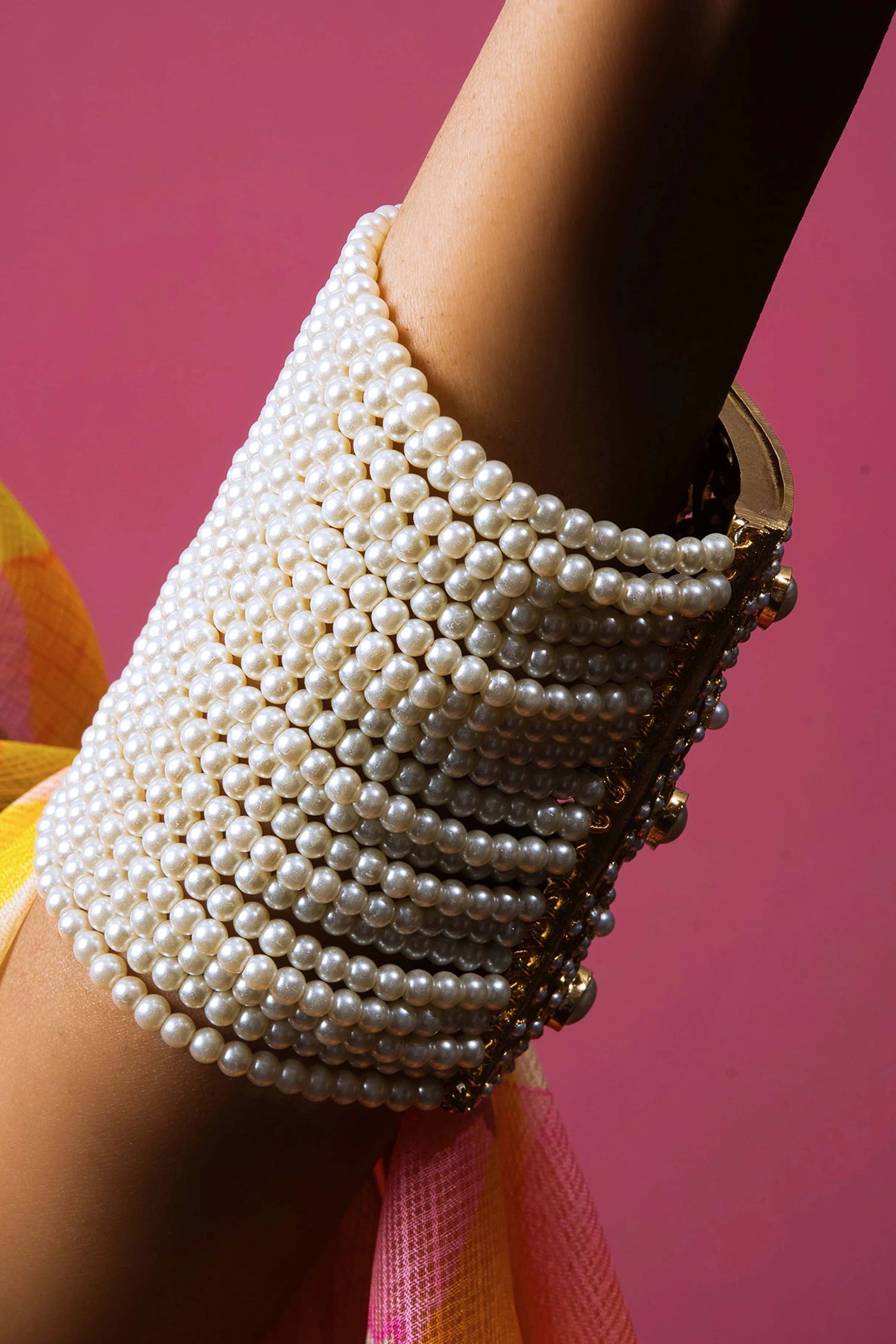 White Bridal Jadau Ponchi (Hand Jewellery) - QUEENS JEWELS 