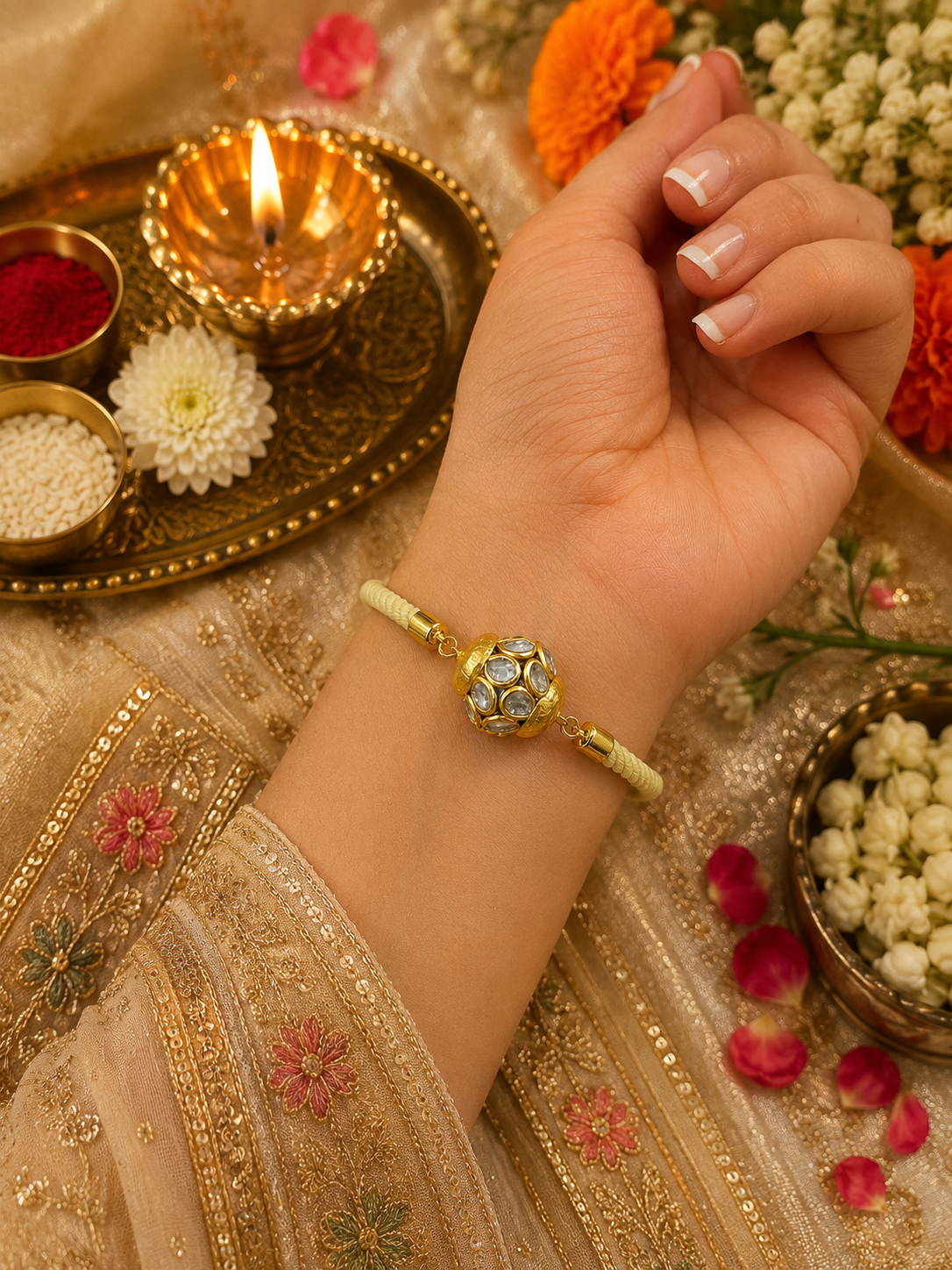 Ivory Kundan Charm Bracelet