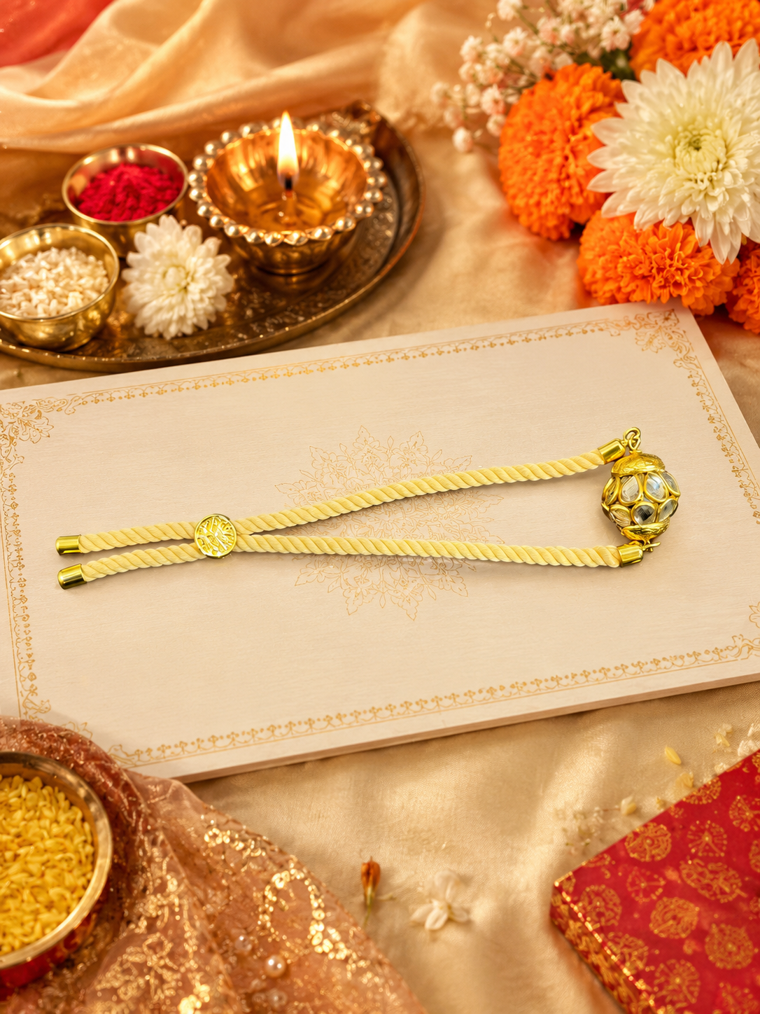 Ivory Kundan Charm Bracelet