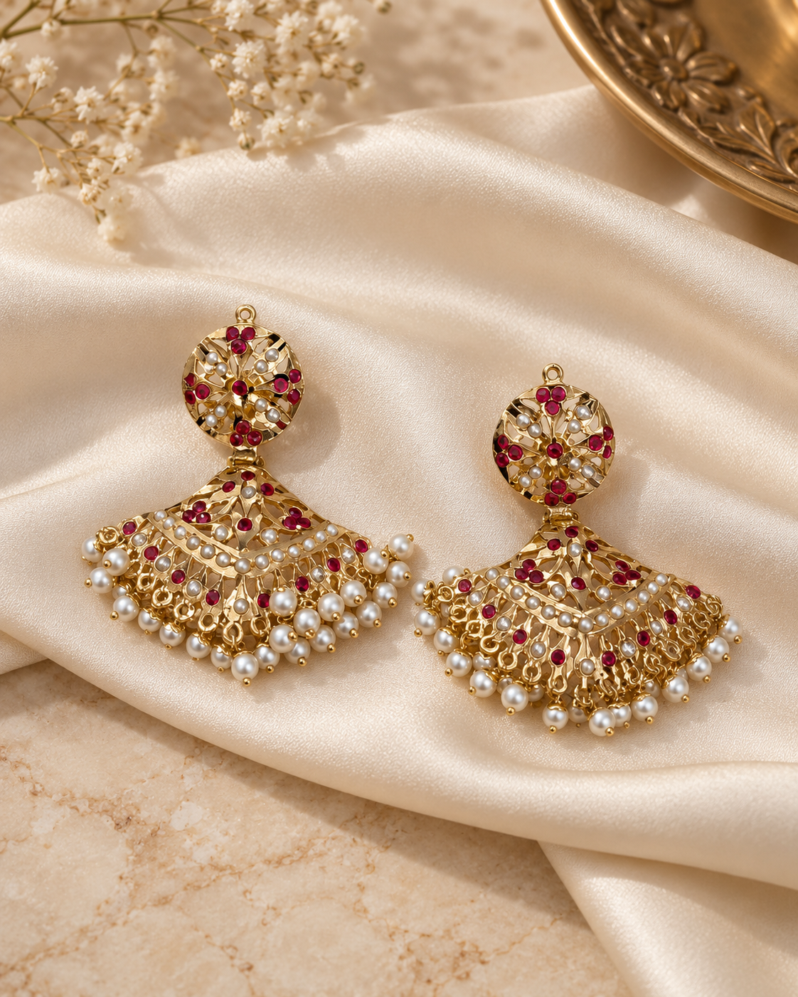 Jadau Red Choker Necklace Set 
