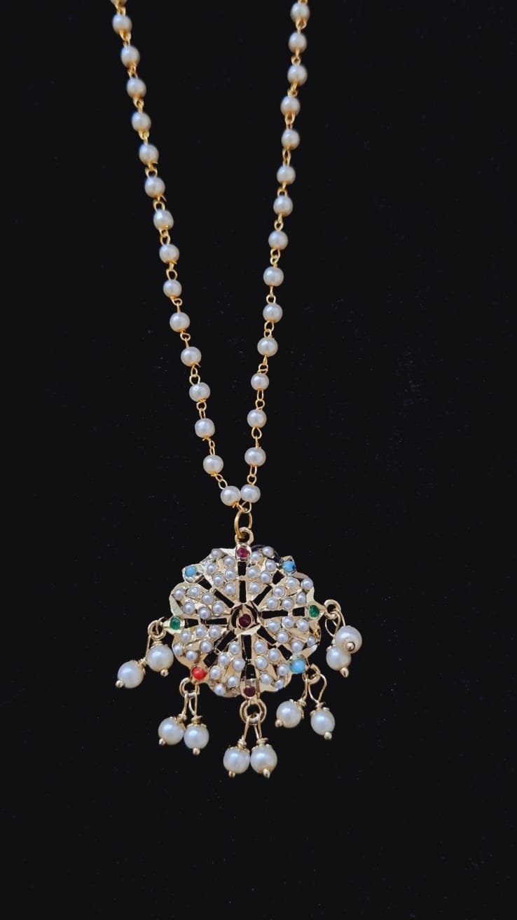 Jadau Moon Pendant - QUEENS JEWELS