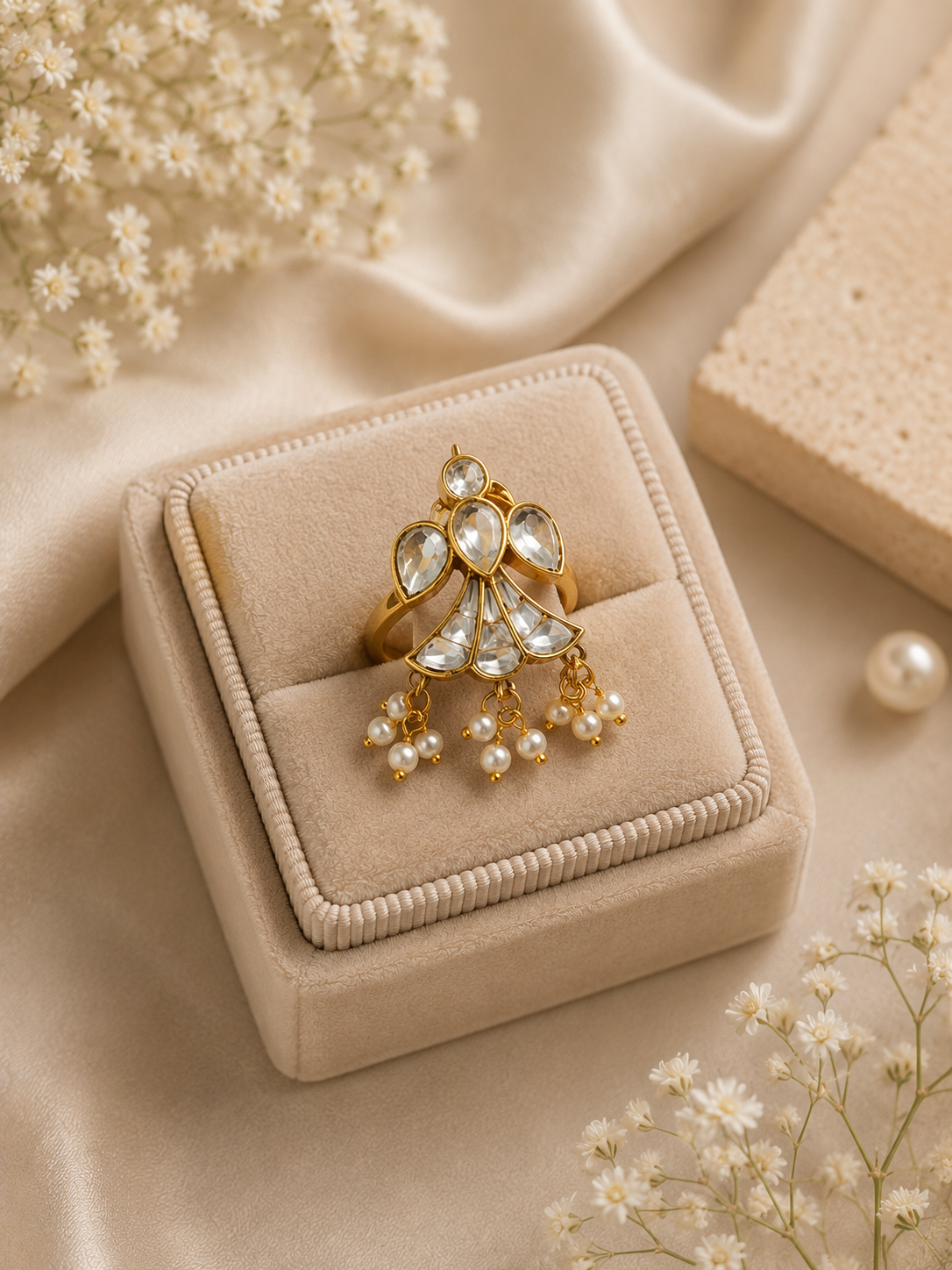  Kundan Pearl Ring