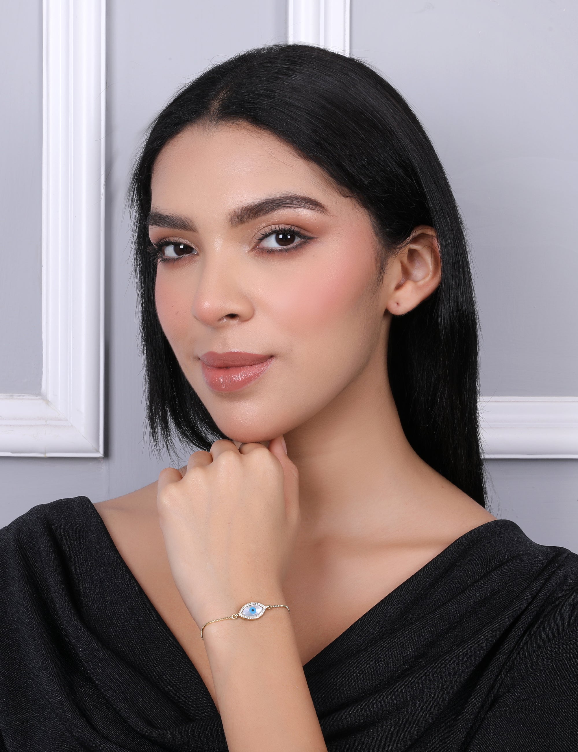 Evil Eye Rose Gold Adjustable  Bracelet - QUEENS JEWELS